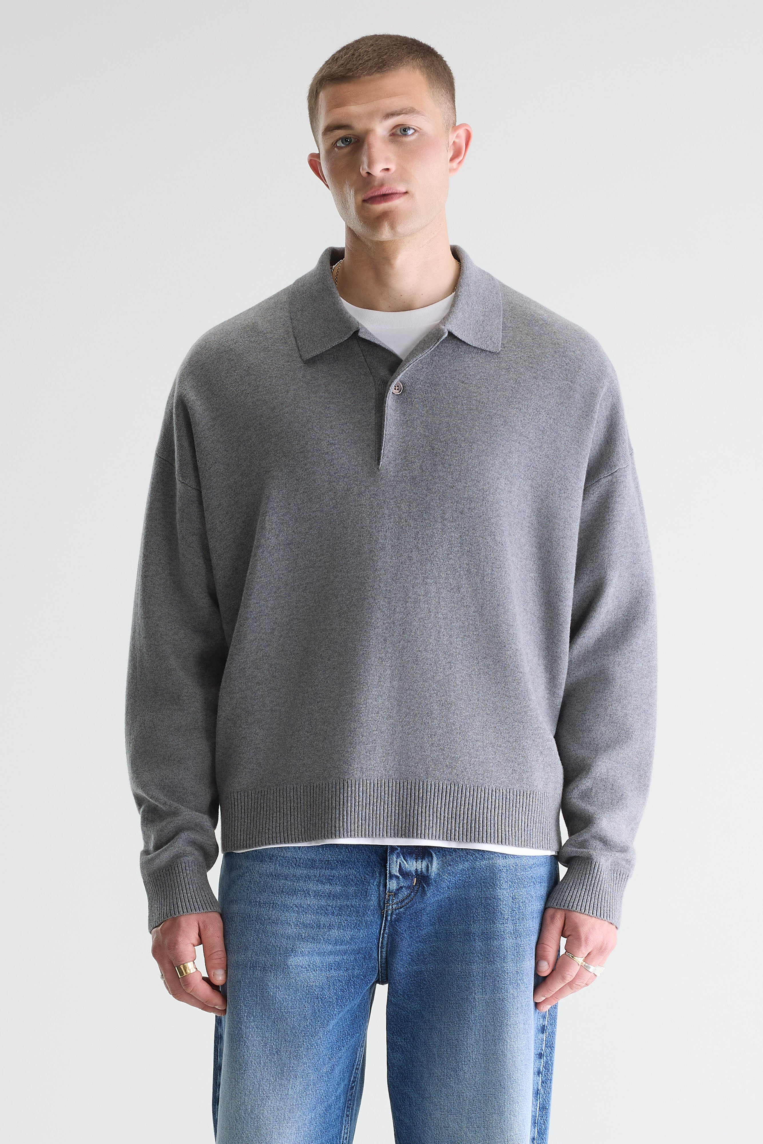 Geobo Polo Neck Sweater - Mid grey / Oyster For Men | Bellerose