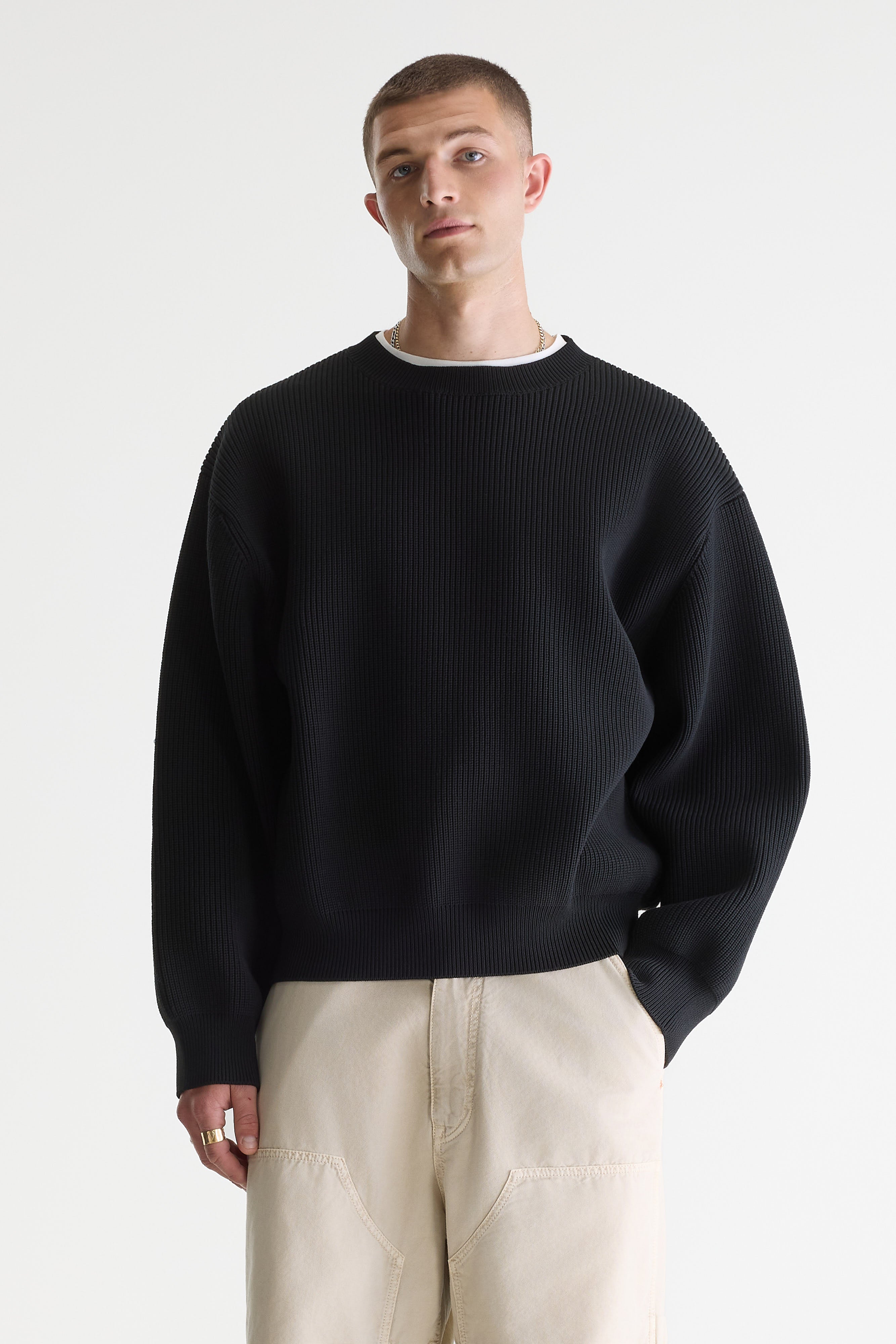 Alyes Structured Sweater - Black For Men | Bellerose