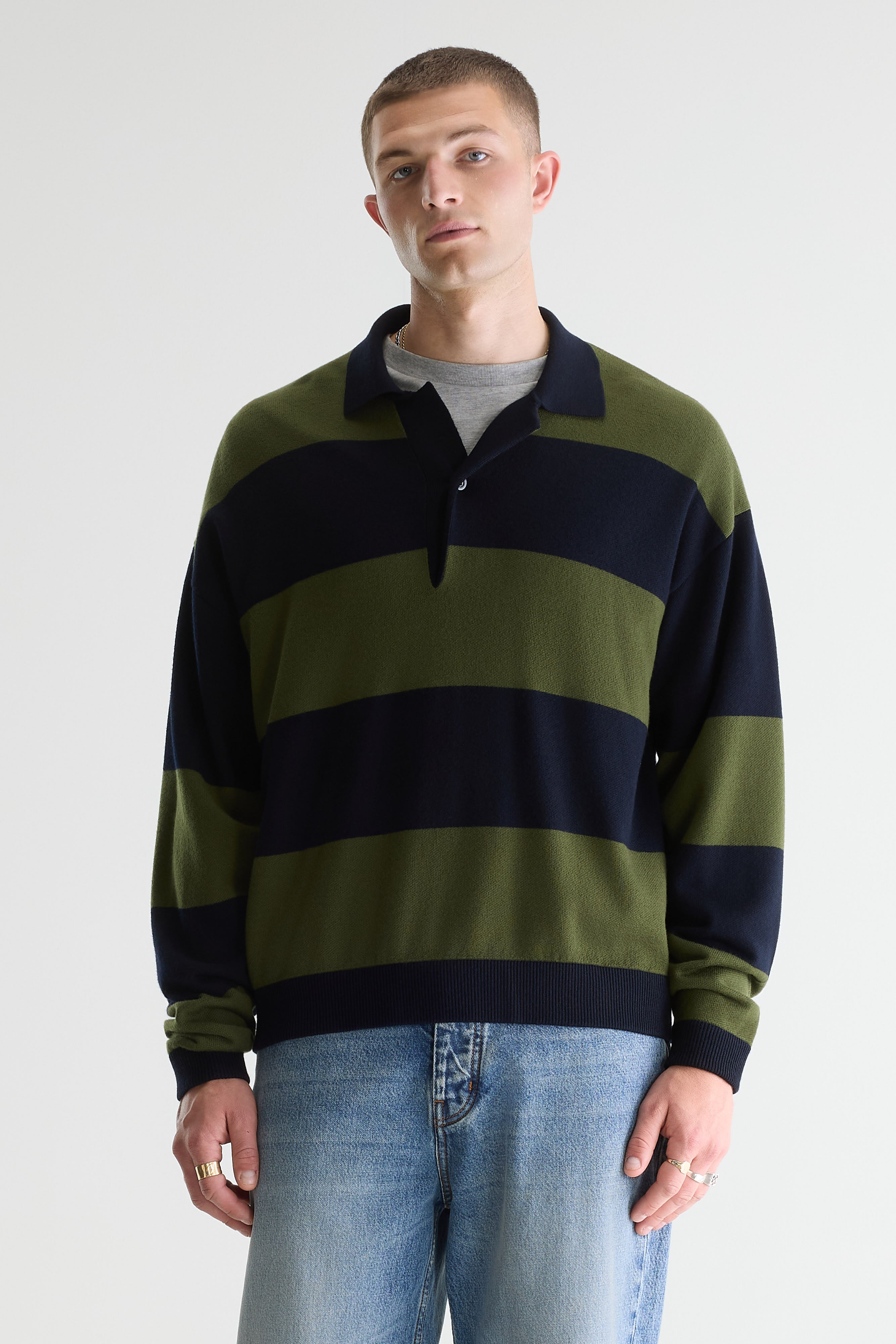 Siaze Striped Polo - Military / Navy For Men | Bellerose