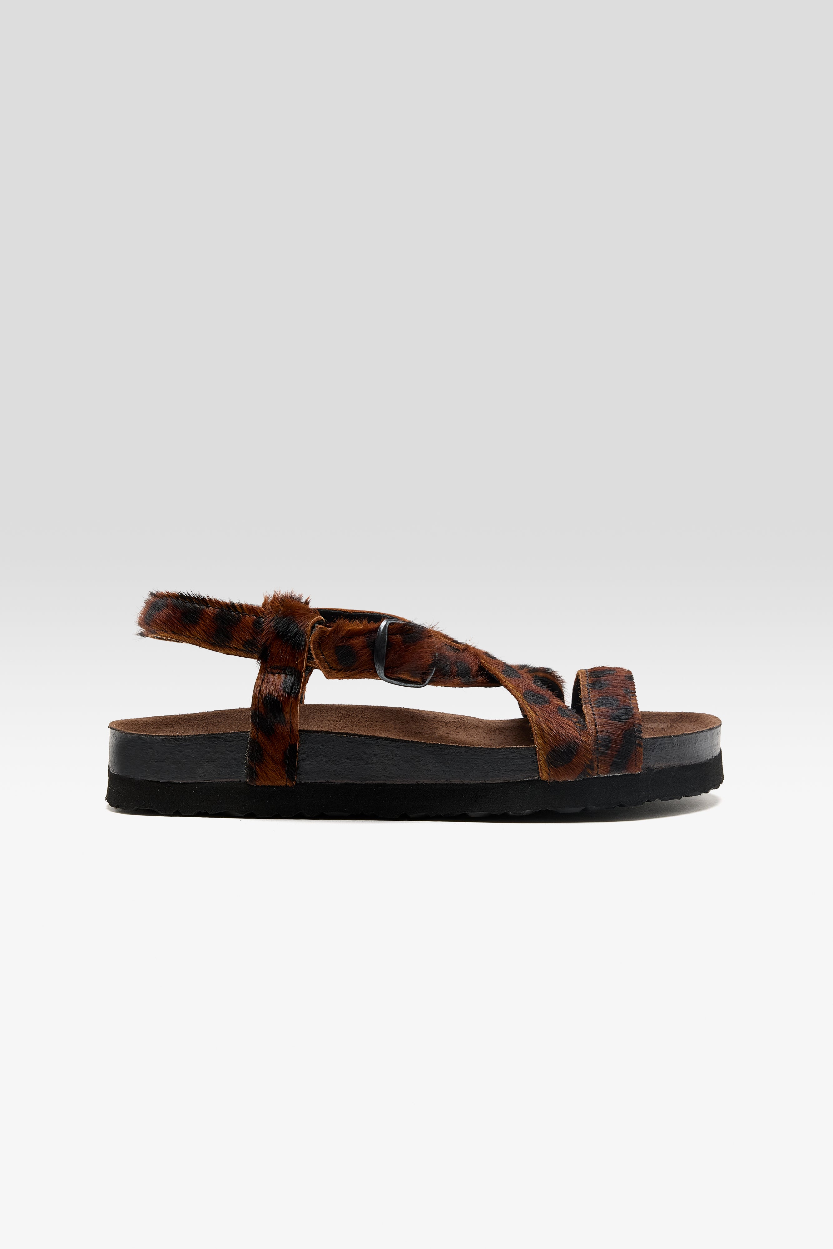 Cheetah Ponyhair Cross Strap Sandals For Women | Bellerose