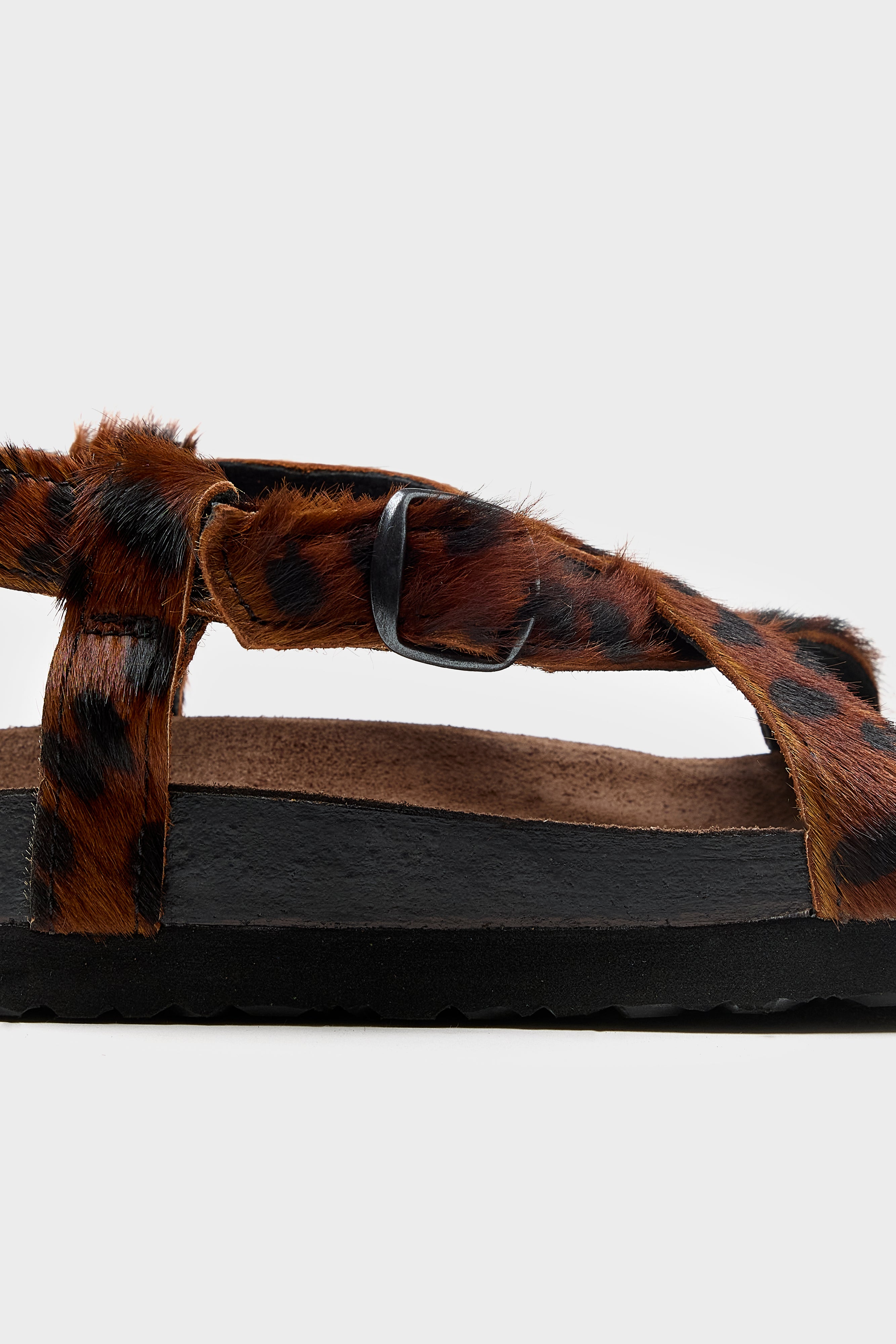 Cheetah Ponyhair Cross Strap Sandals  (261 / W / BROWN)