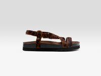 Cheetah Ponyhair Cross Strap Sandals For Women | Bellerose
