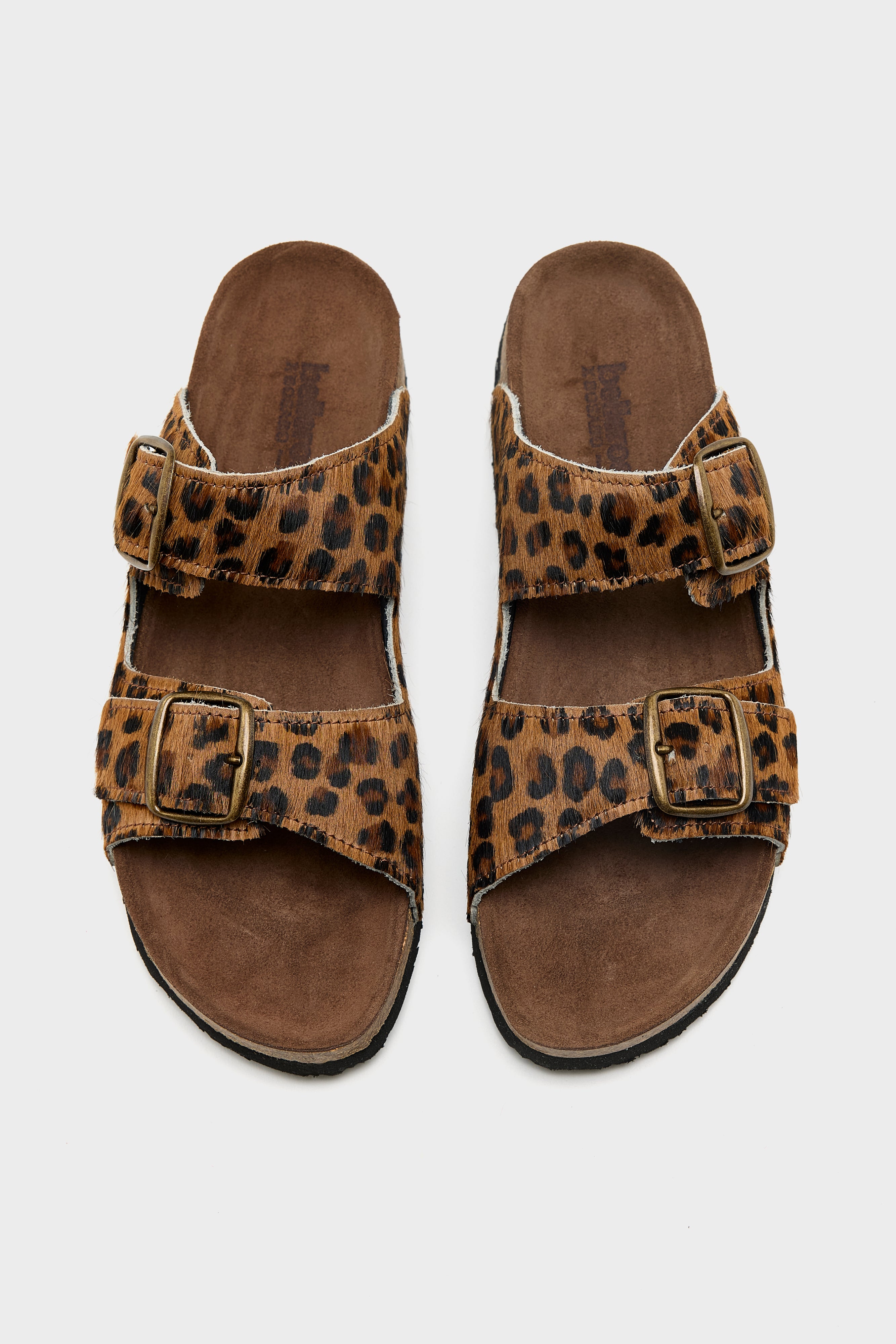 Leopard Ponyhair Sandals  (261 / W / BROWN)