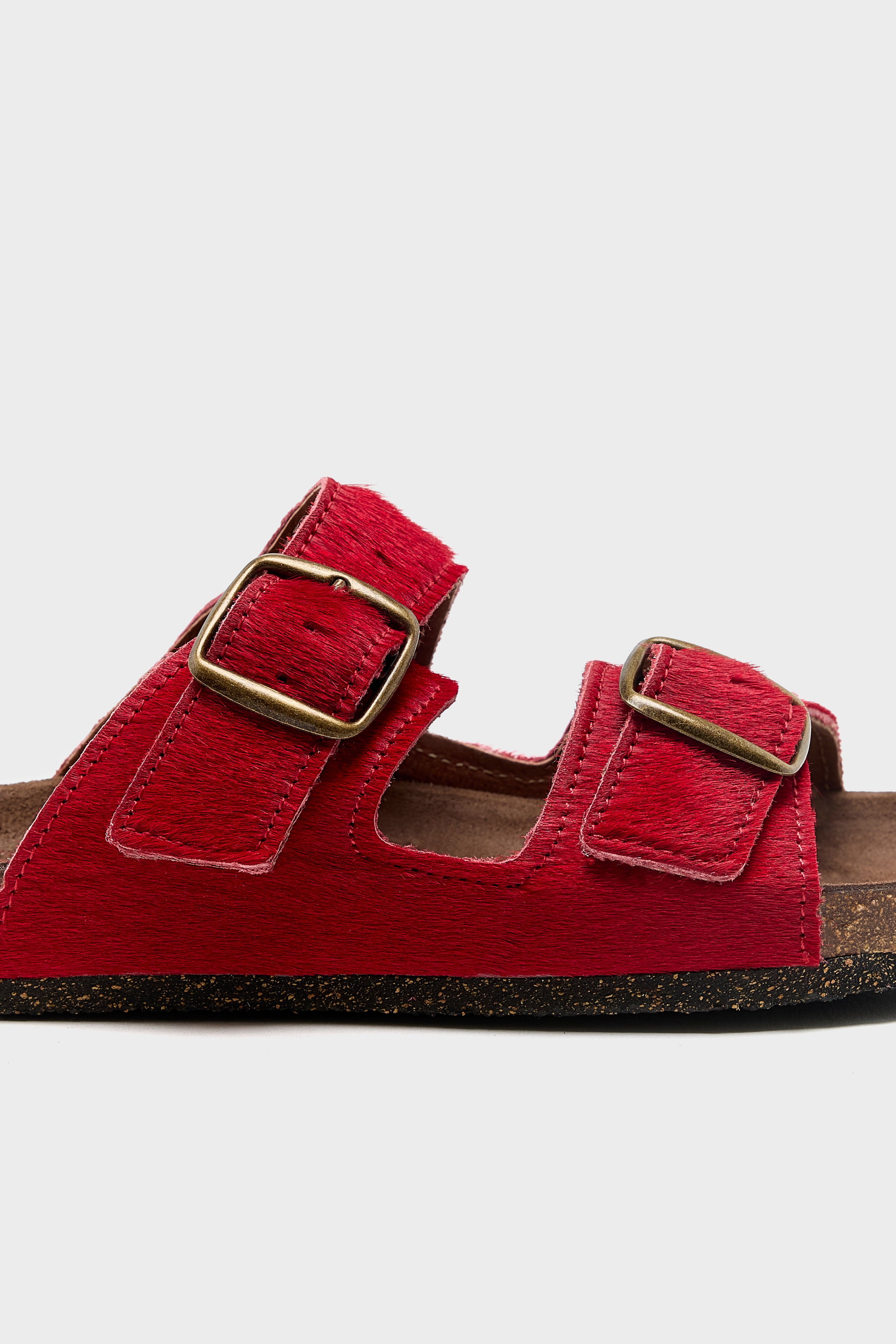 Red Ponyhair Sandals  (261 / W / RED)
