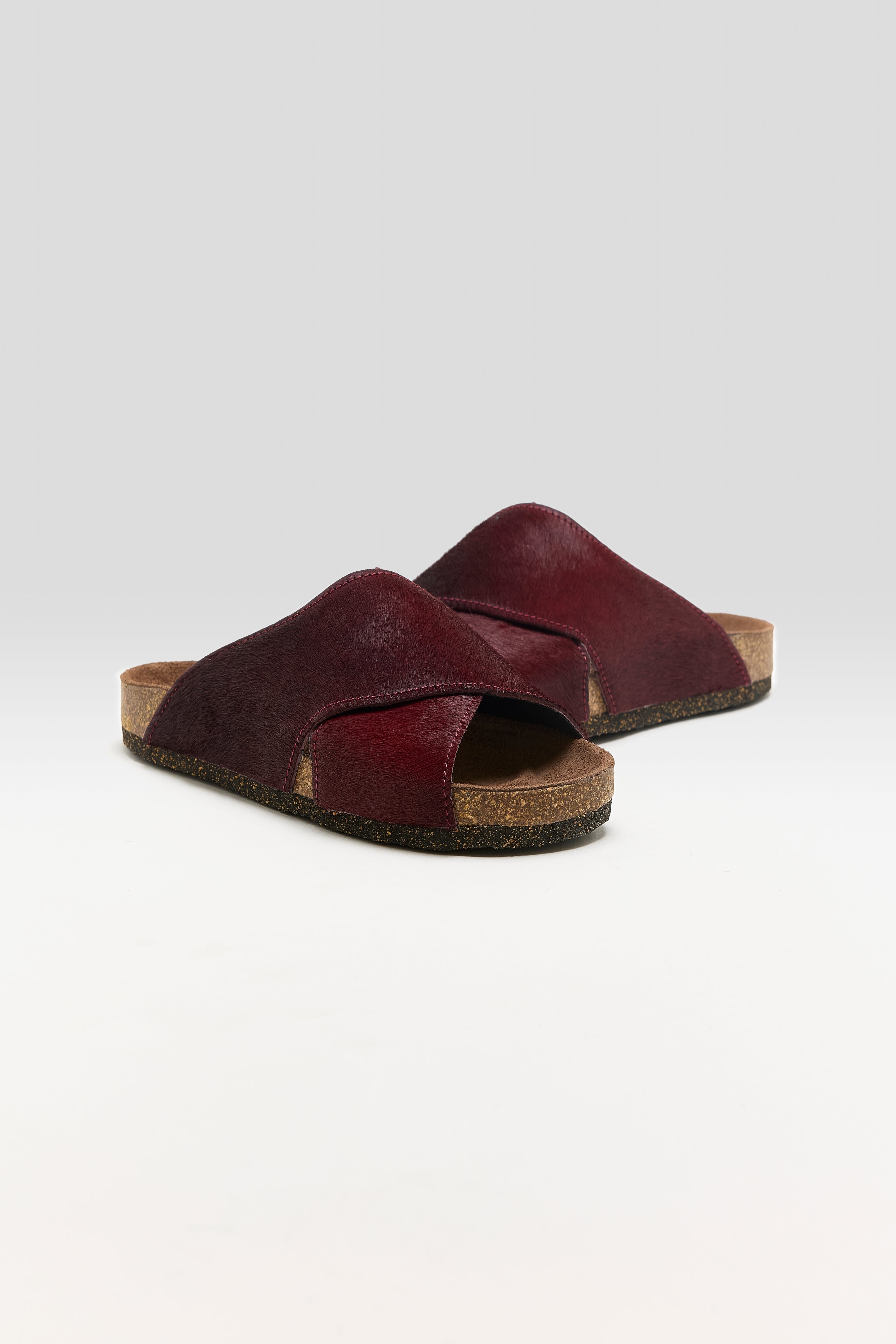 Bordeaux Ponyhair Cross Sandals For Women | Bellerose