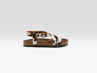 BOSABO Cheetah Ponyhair Cross Strap Sandals  
