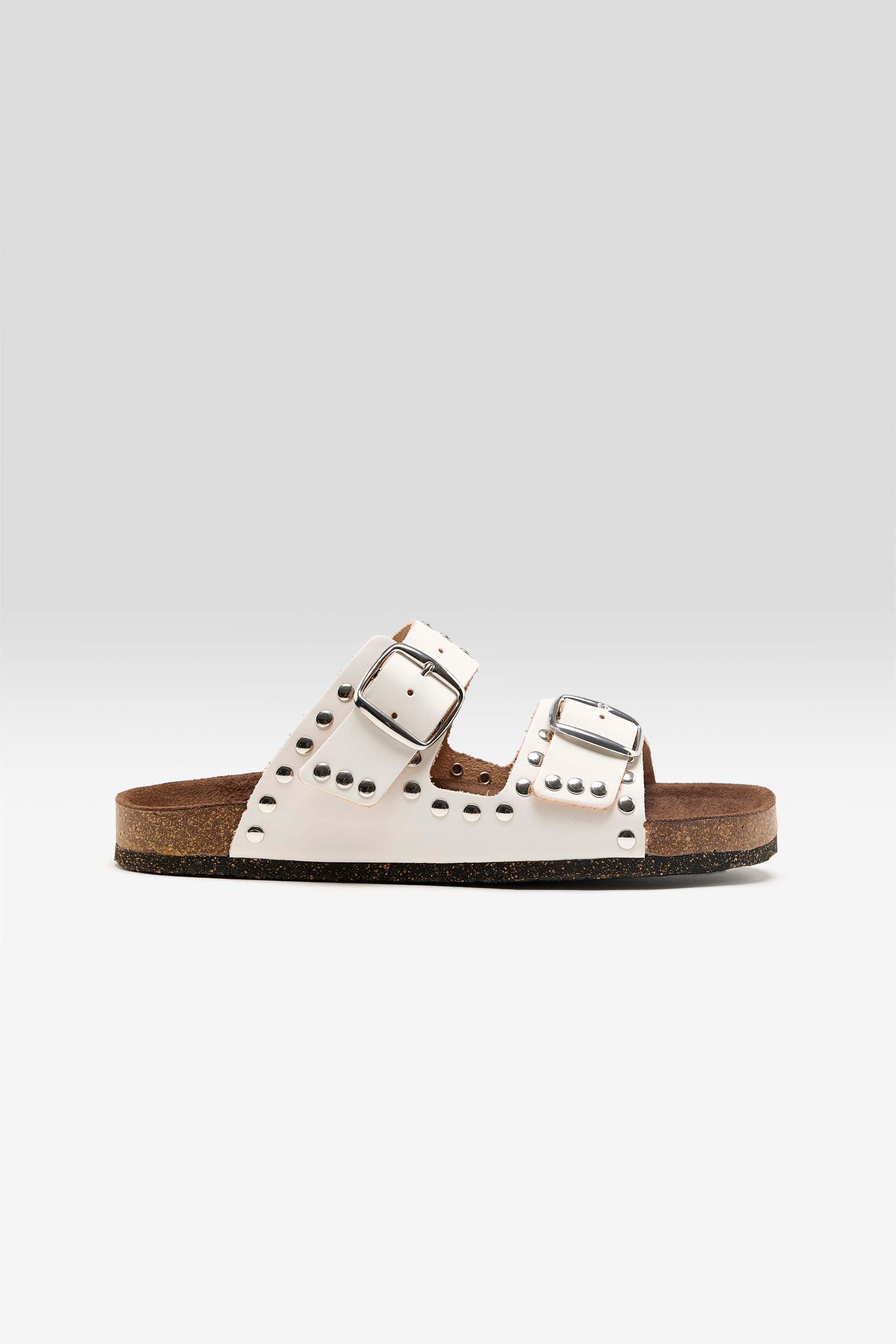 White Leather Rivet Sandals For Women | Bellerose