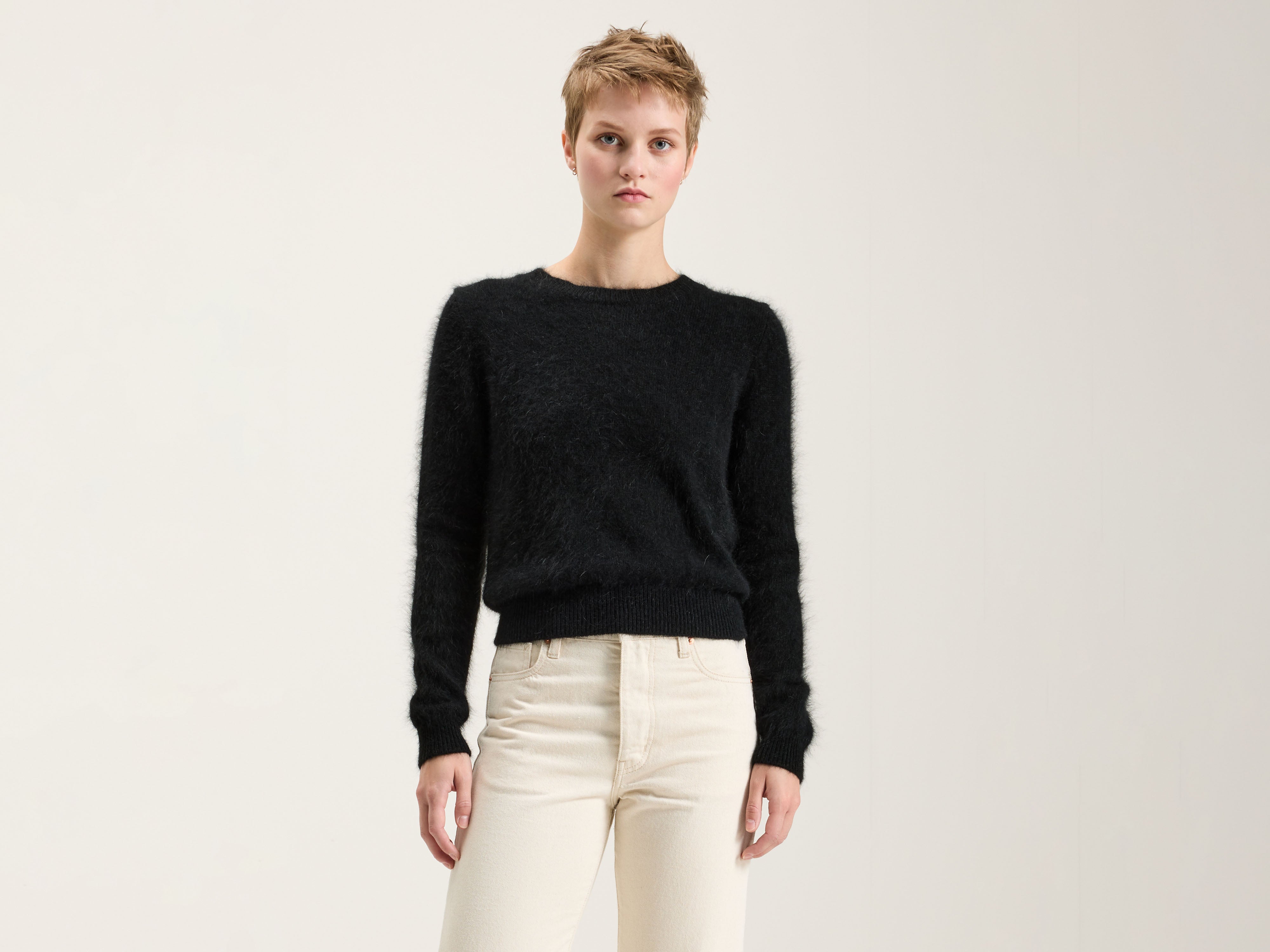 Datti Angora-blend Sweater - Off black For Women | Bellerose