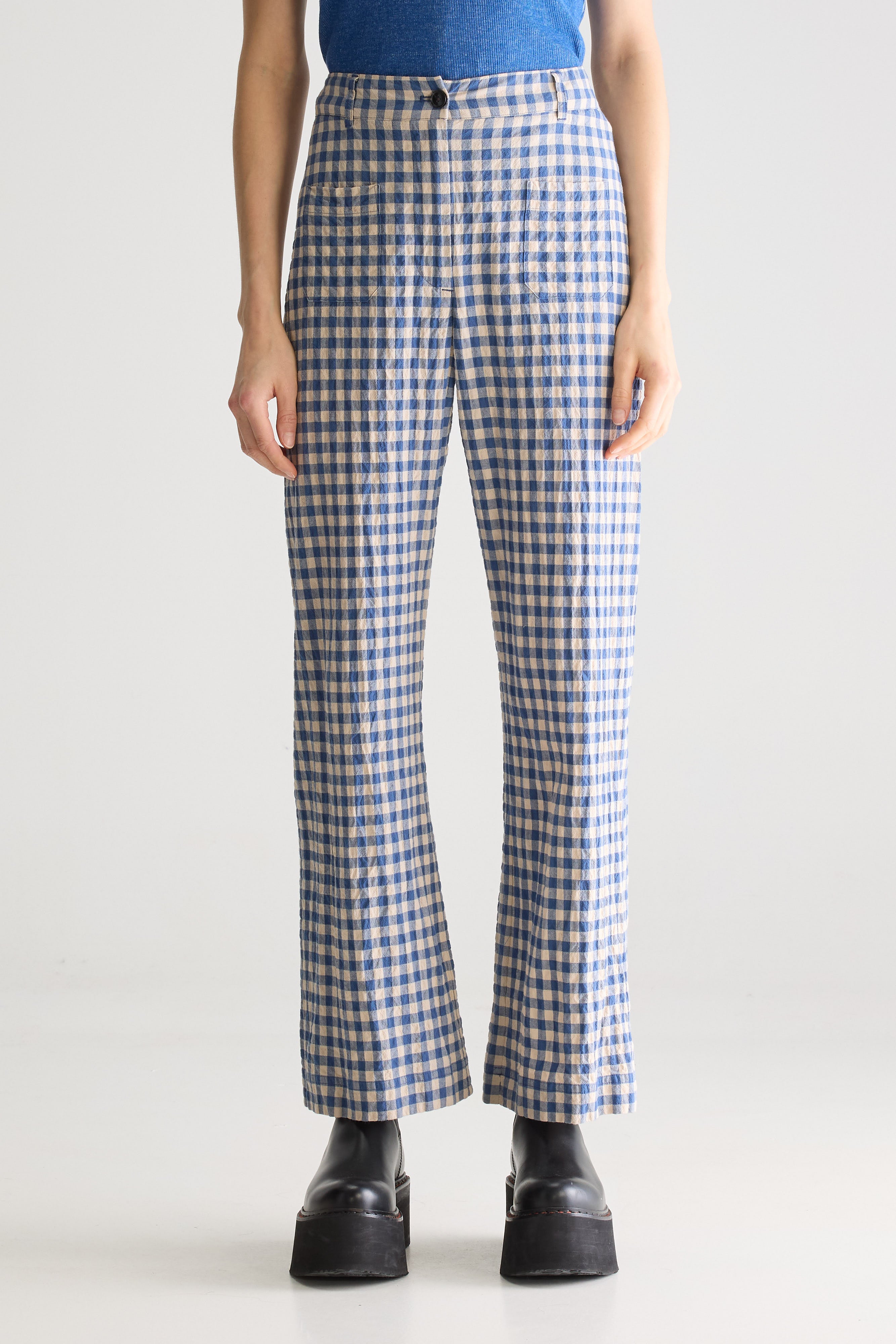 Vivia Wide Trousers - Blueworker / Dune For Women | Bellerose