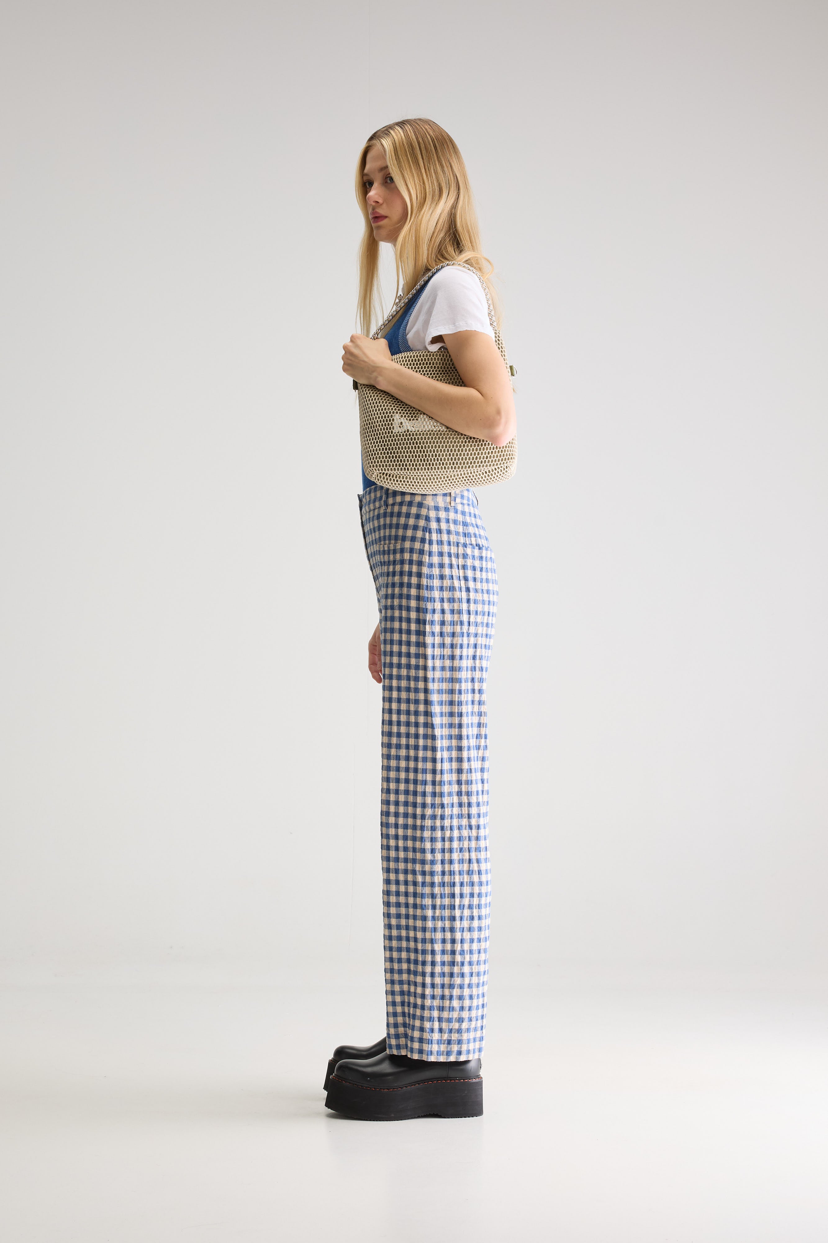 Vivia Wide Trousers - Blueworker / Dune For Women | Bellerose
