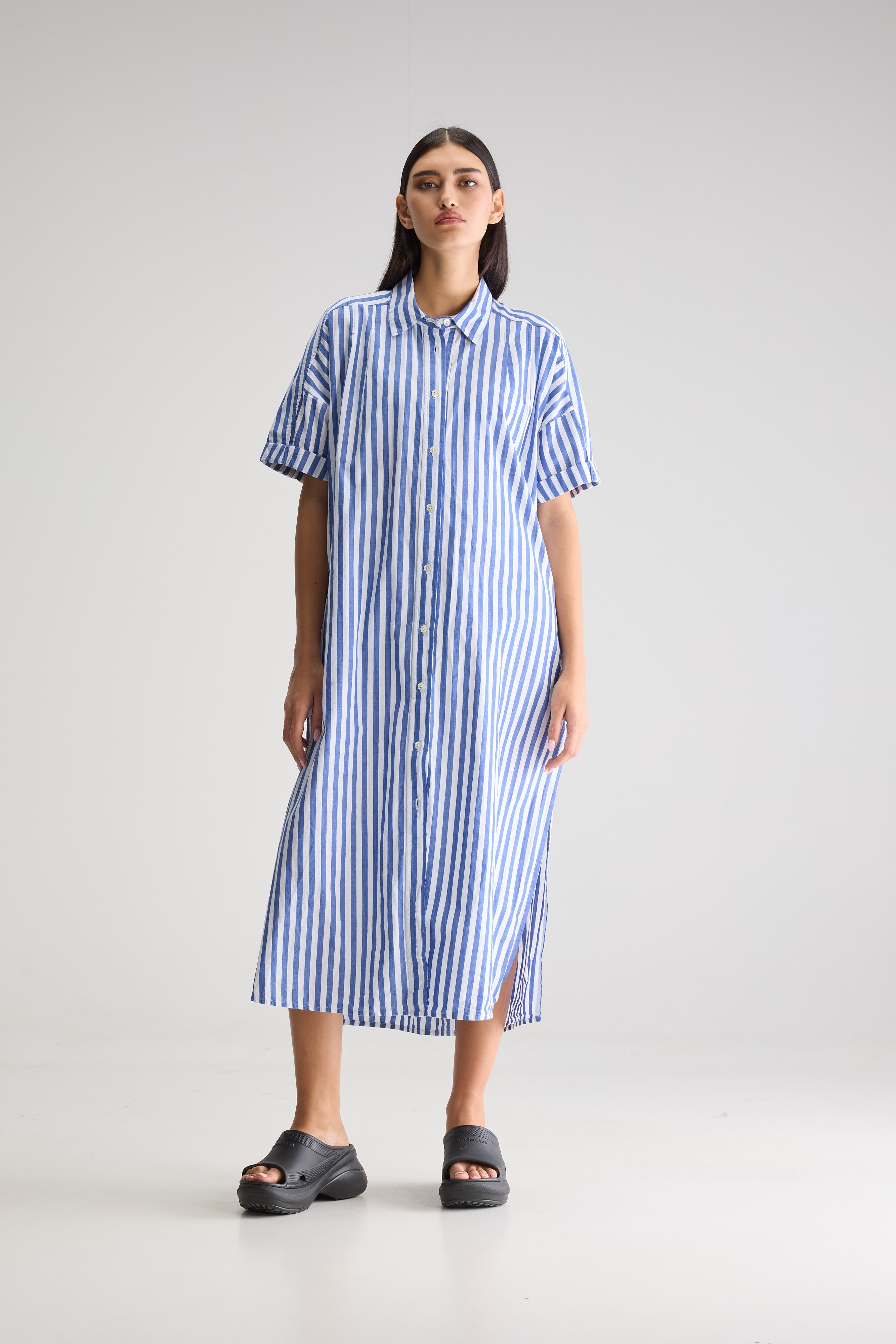 Robe-chemise Longue Keren - Iris bloom / White Pour Femme | Bellerose