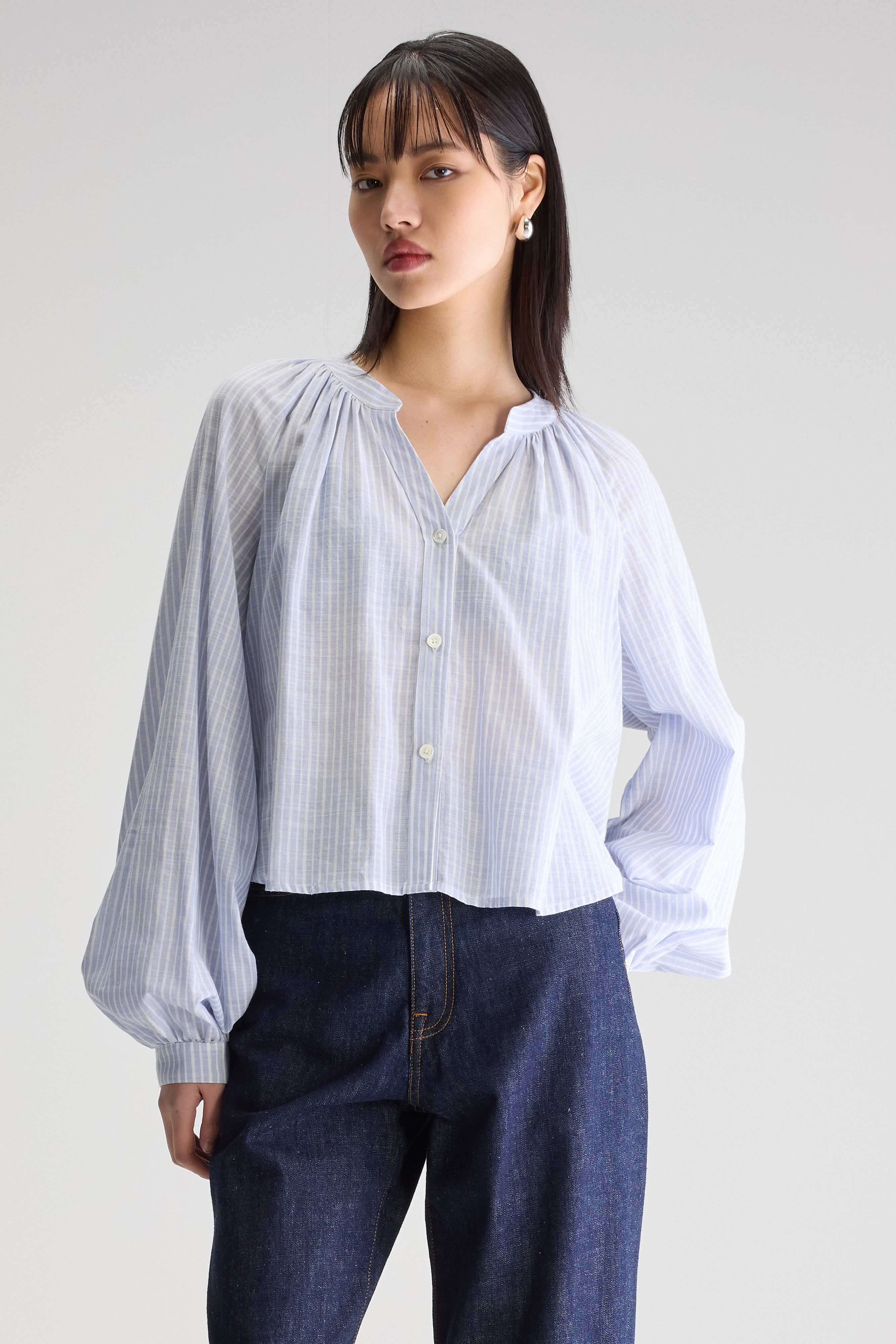 Blouse Classique Tonka - Blue shirt / Off white Pour Femme | Bellerose