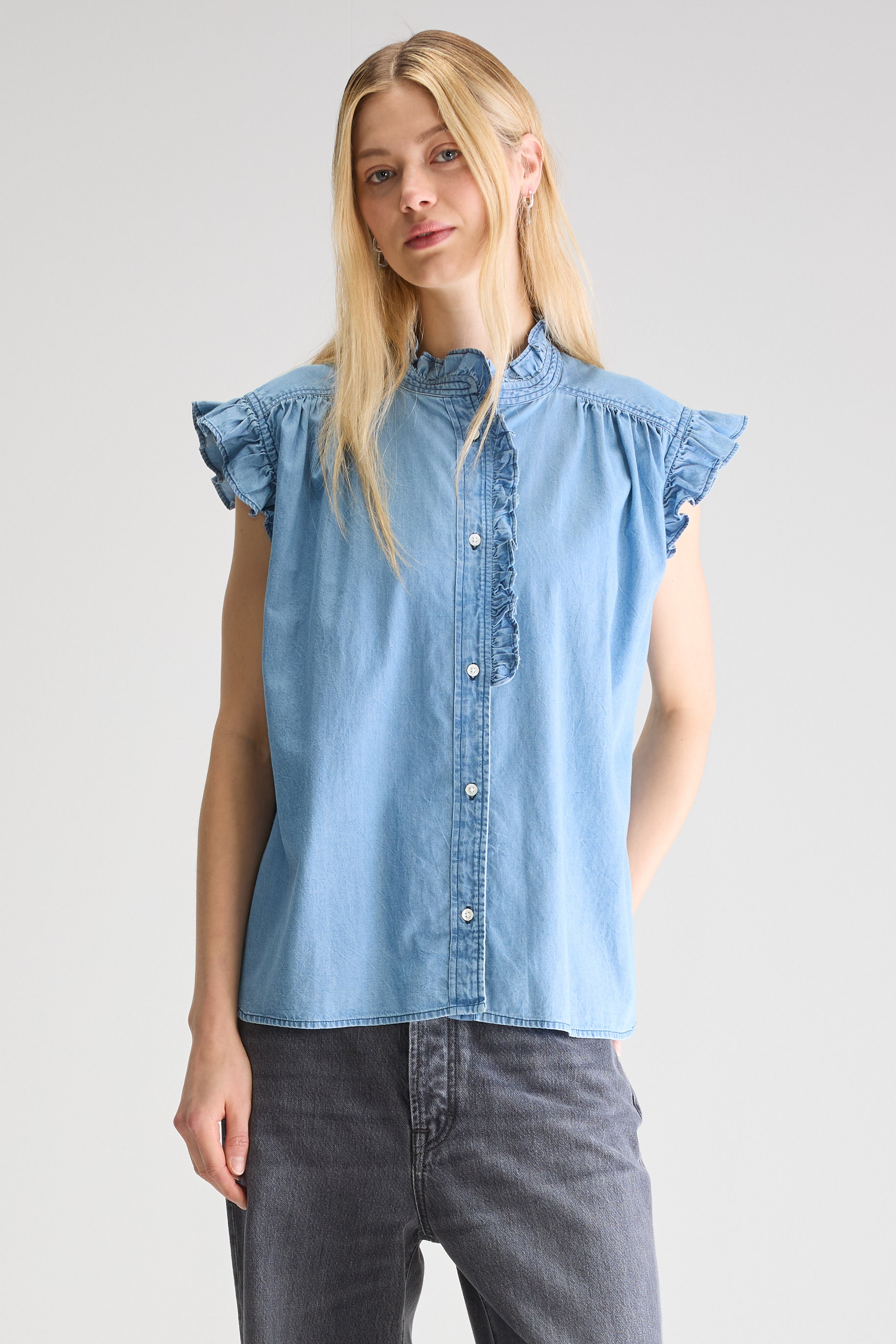 Coyote Mouwloze Blouse - Chambray Voor Dames | Bellerose