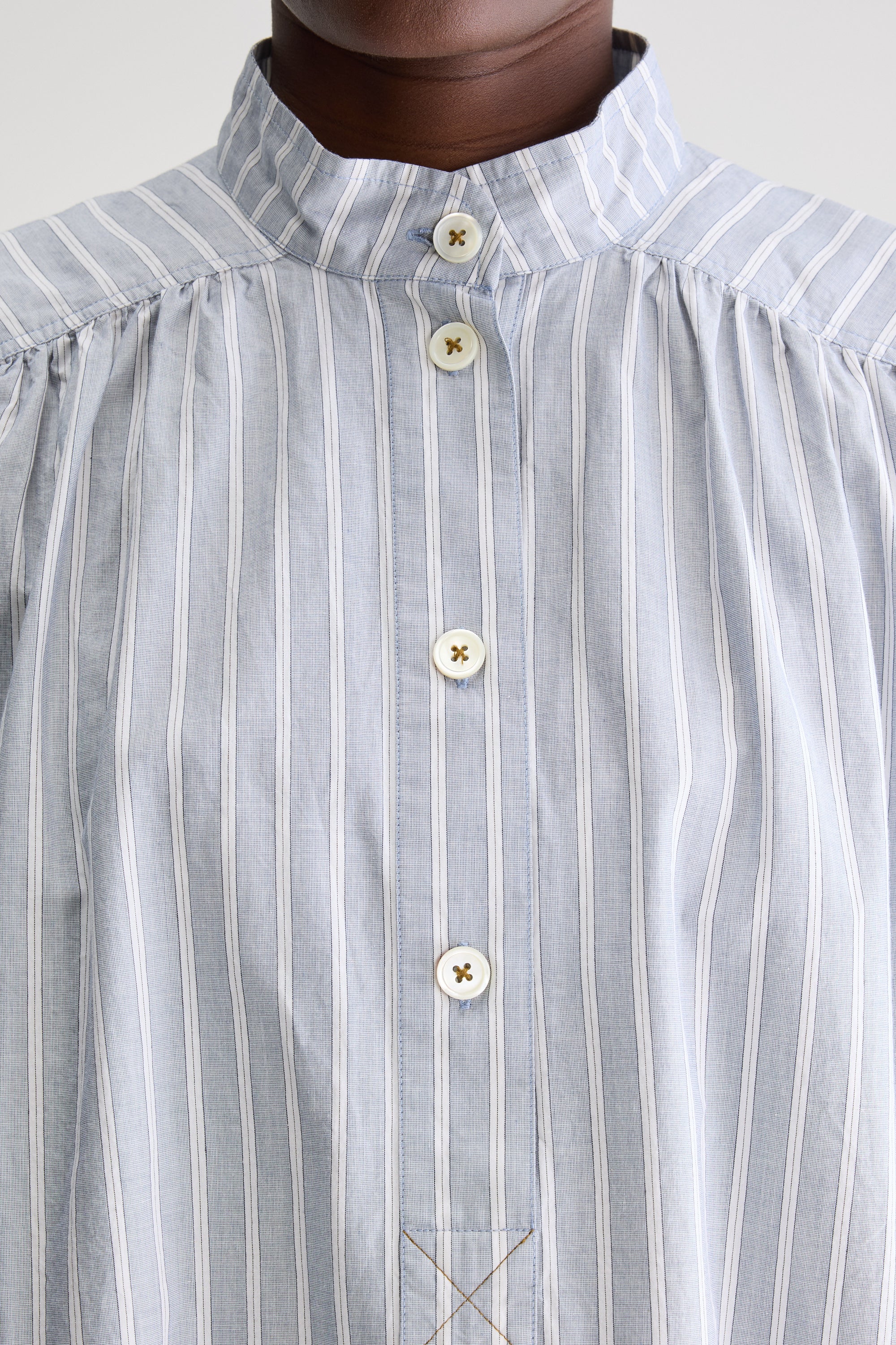 Pear Short-sleeve Blouse - Beton / Off white For Women | Bellerose