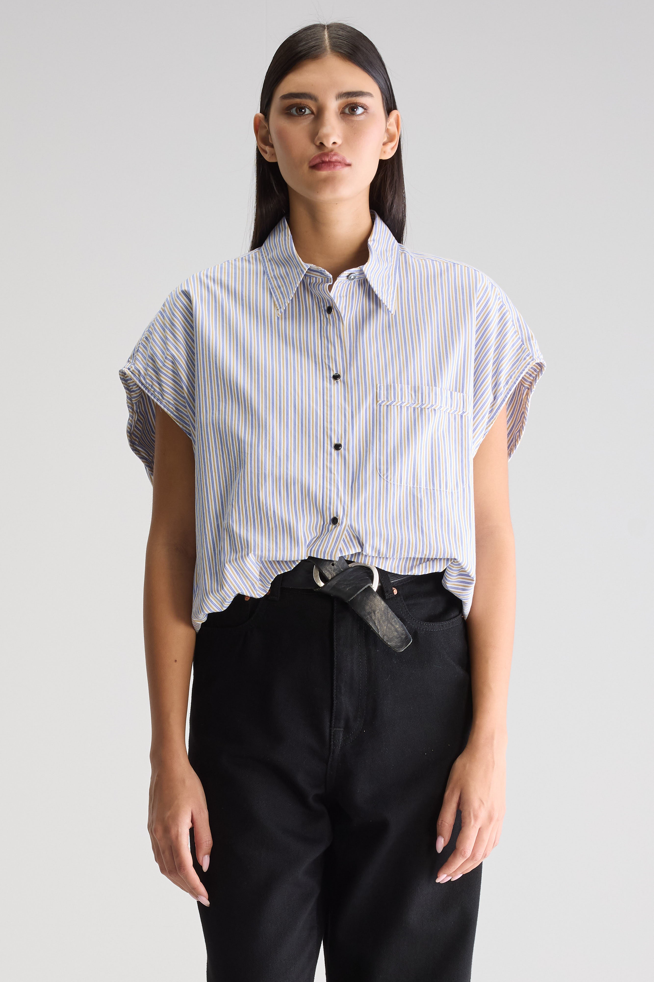 Chemise Cropped Greg - Antique gold / Iris bloom Pour Femme | Bellerose