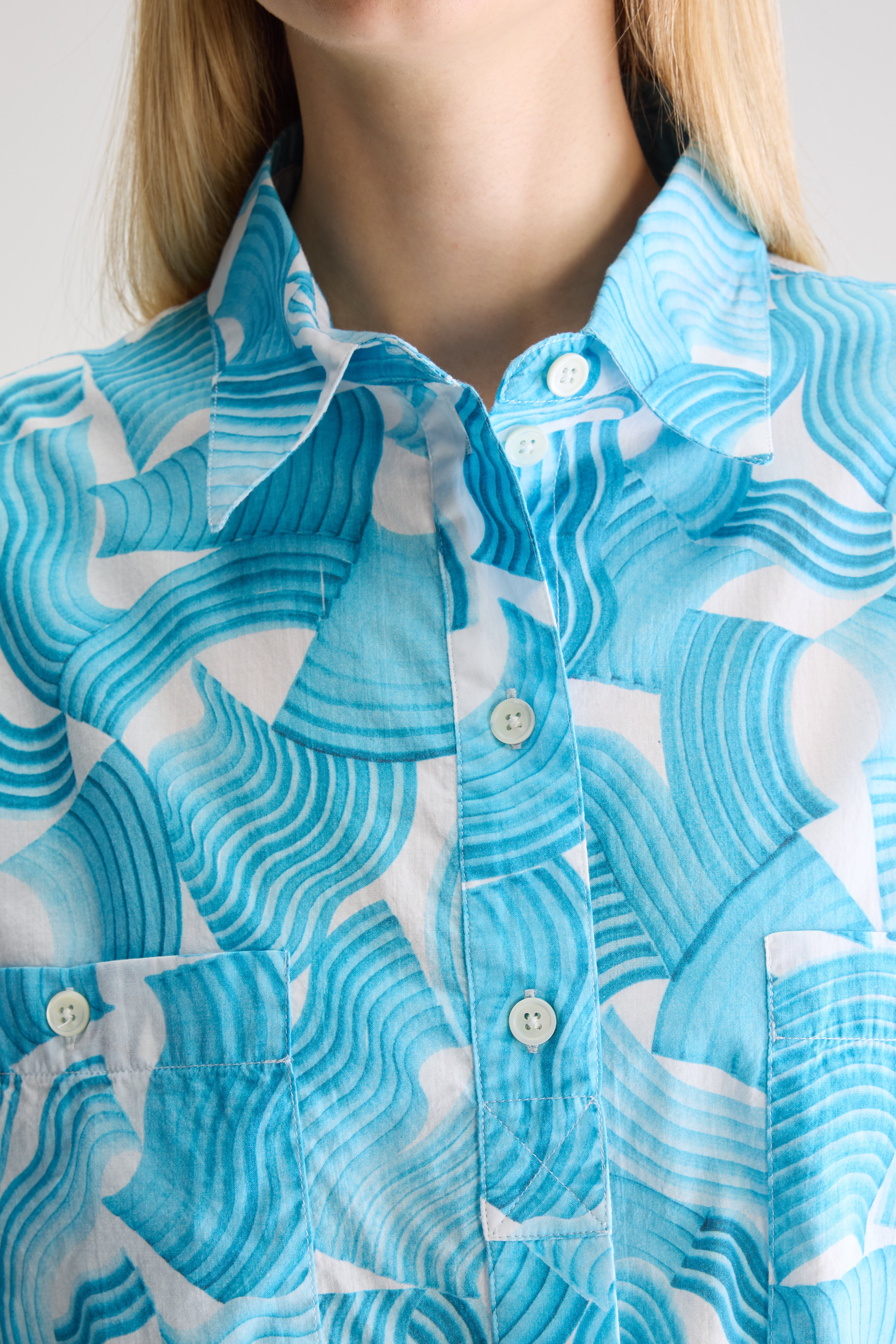 Franky Short-sleeve Shirt - Stone blue / White For Women | Bellerose