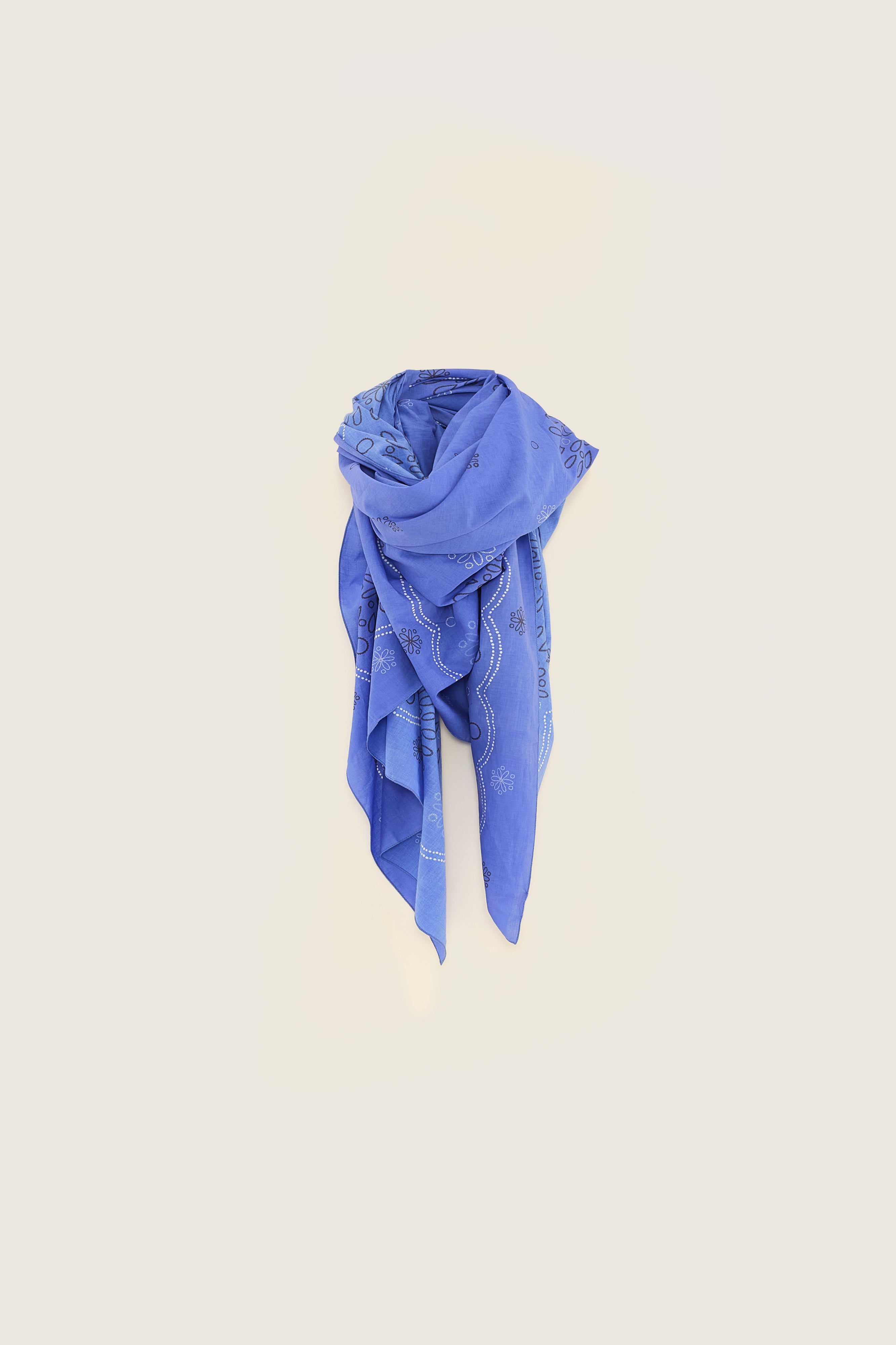 Sanapy Summer Scarf - Black / Iris bloom / White For Women | Bellerose