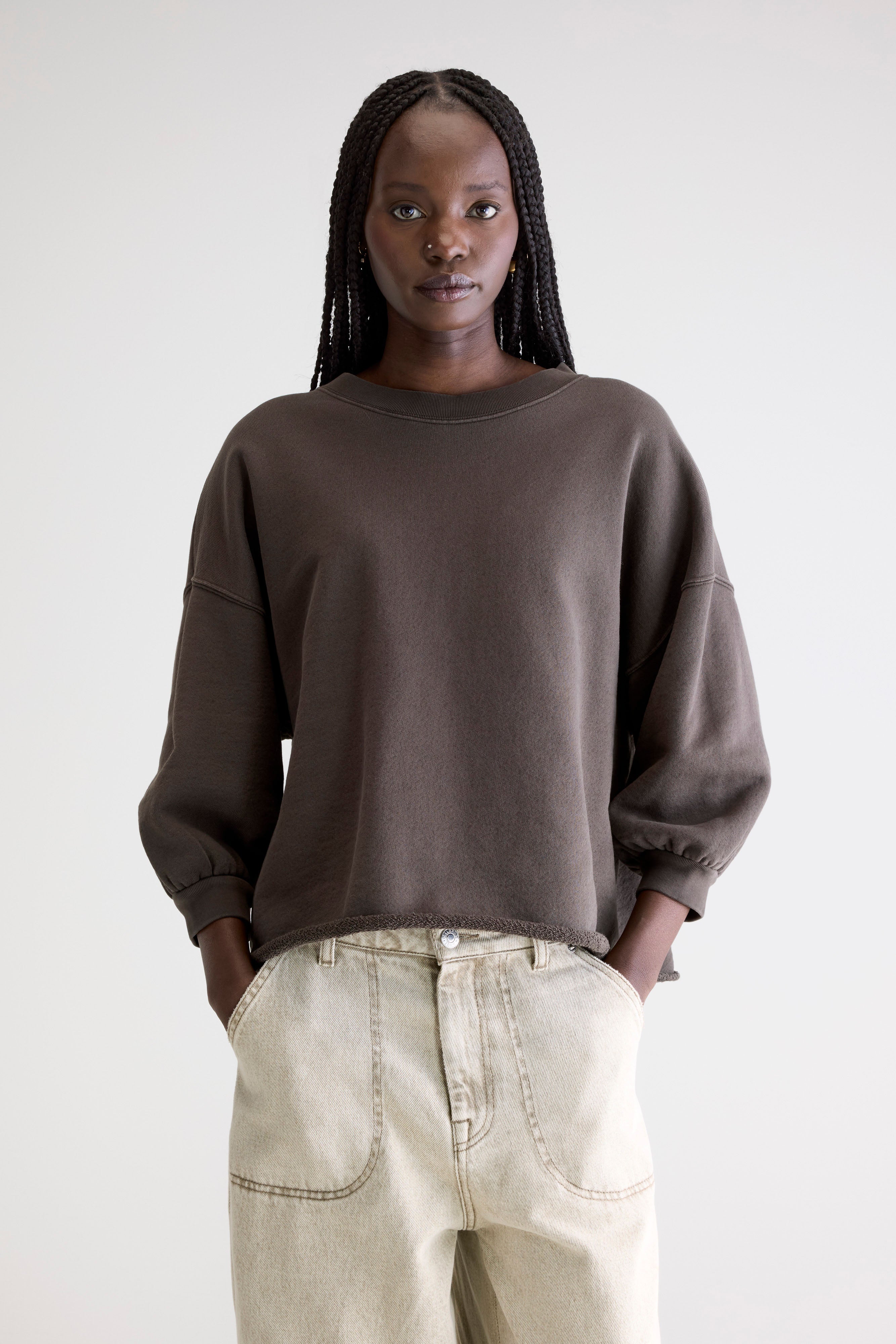 Vicske Crewneck Sweatshirt - Dark roast For Women | Bellerose