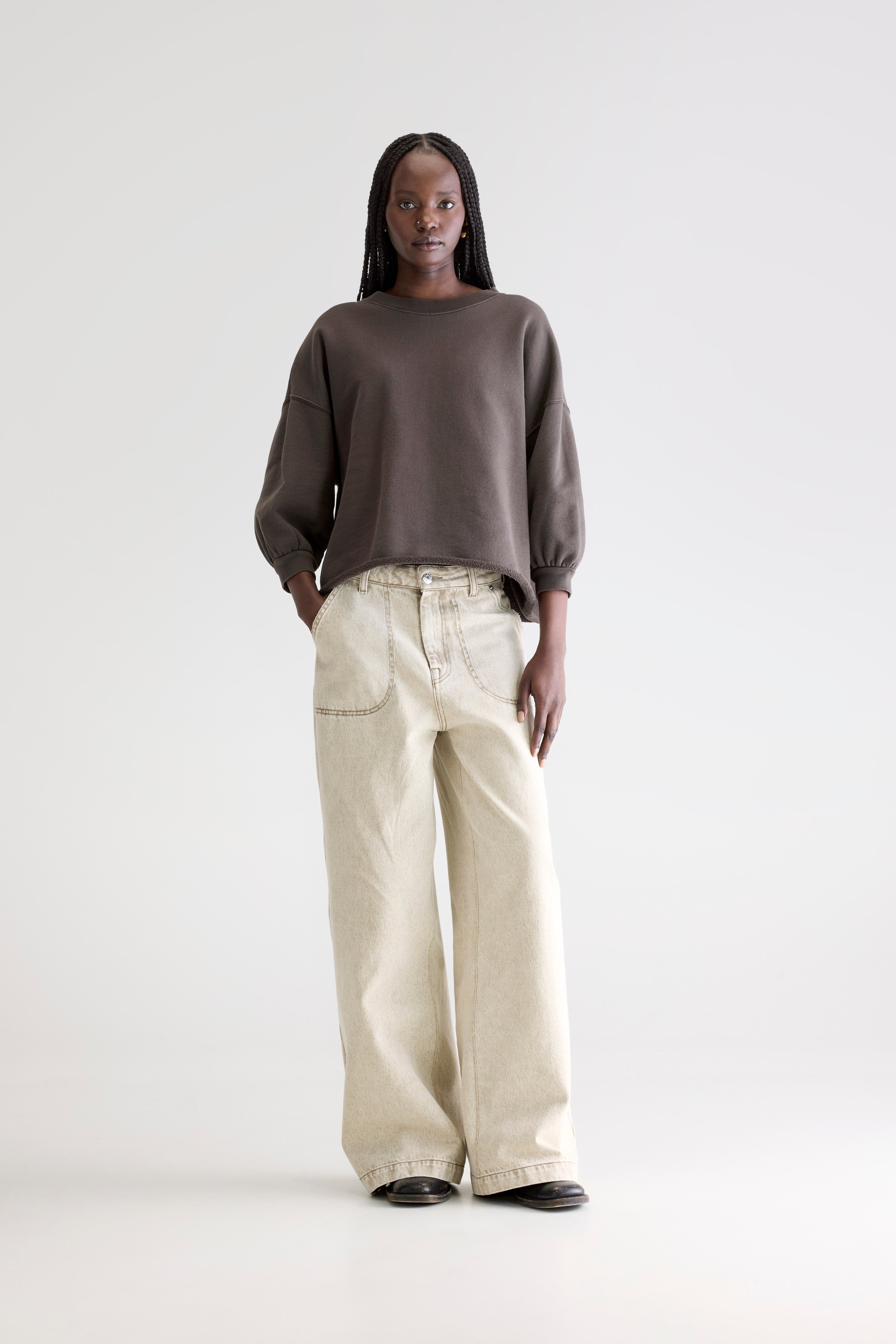 Vicske Crewneck Sweatshirt - Dark roast For Women | Bellerose