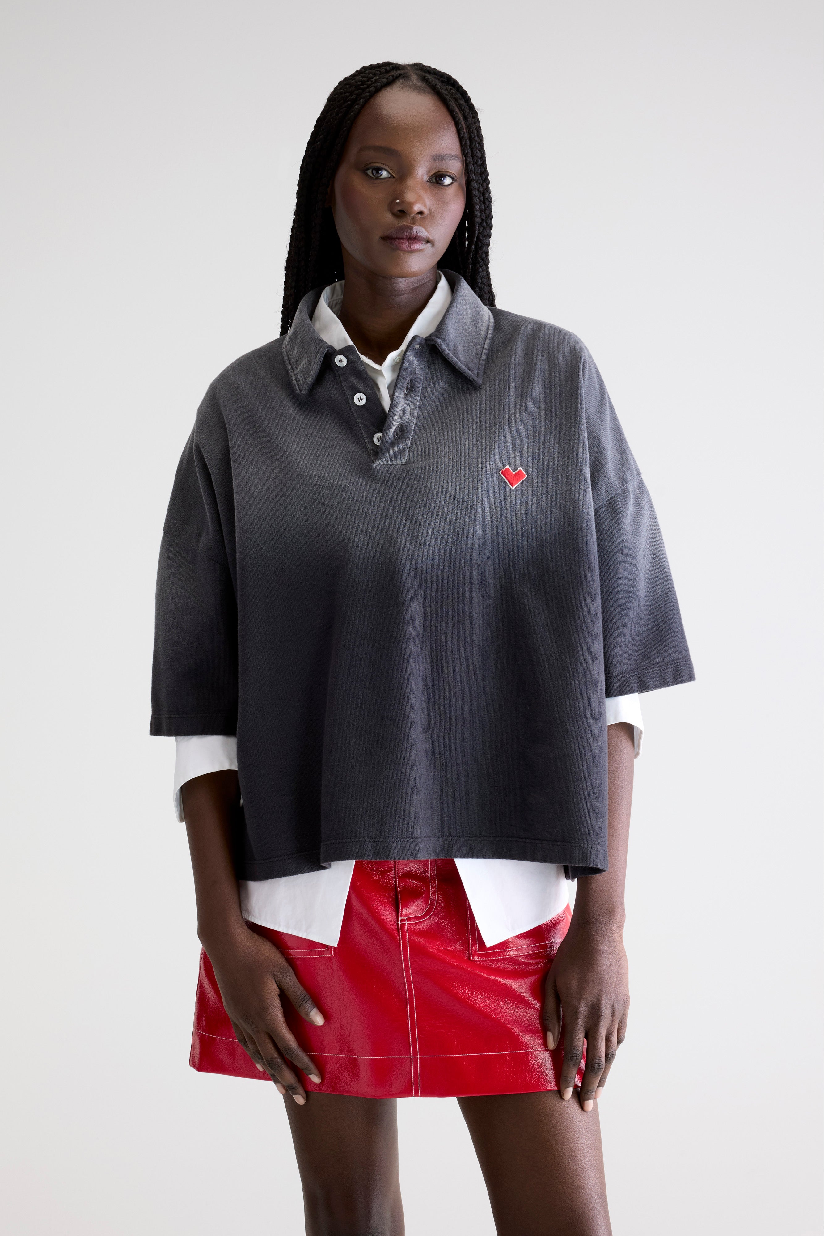 Foolo short-sleeve polo (252 / W / BLACK BLUE)
