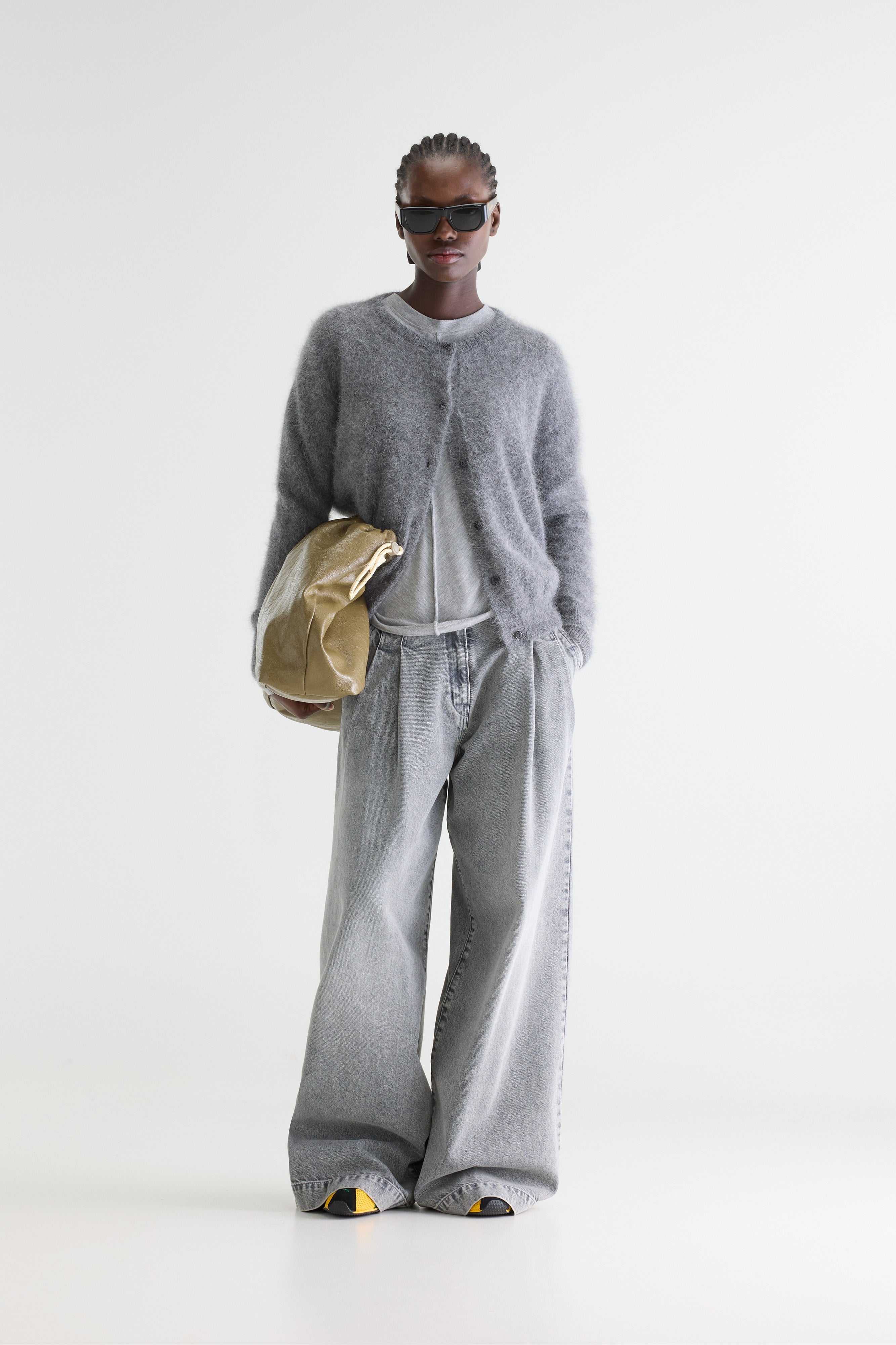 Dathan Angora-blend Cardigan - Mid grey For Women | Bellerose