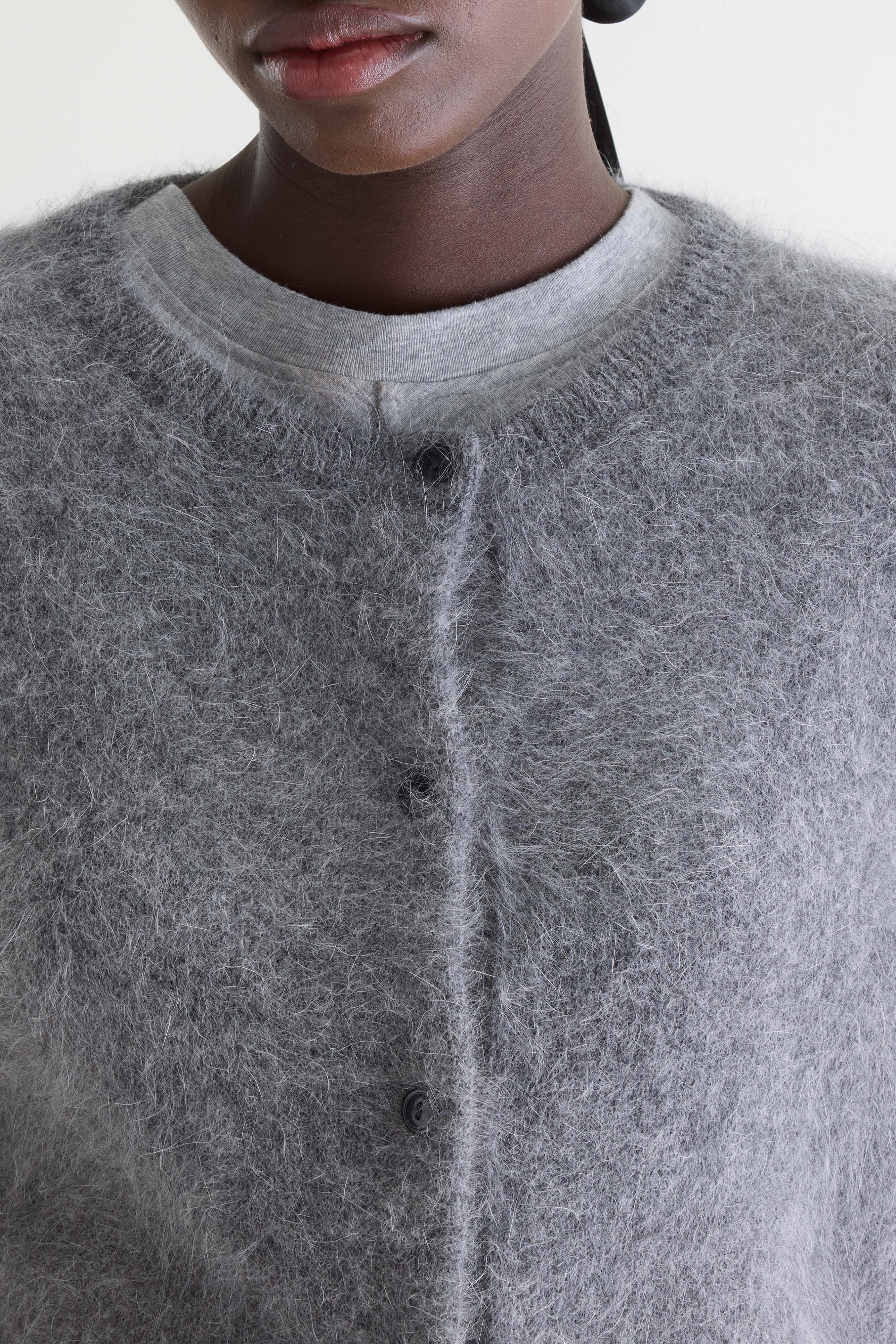 Dathan Angora-blend Cardigan - Mid grey For Women | Bellerose