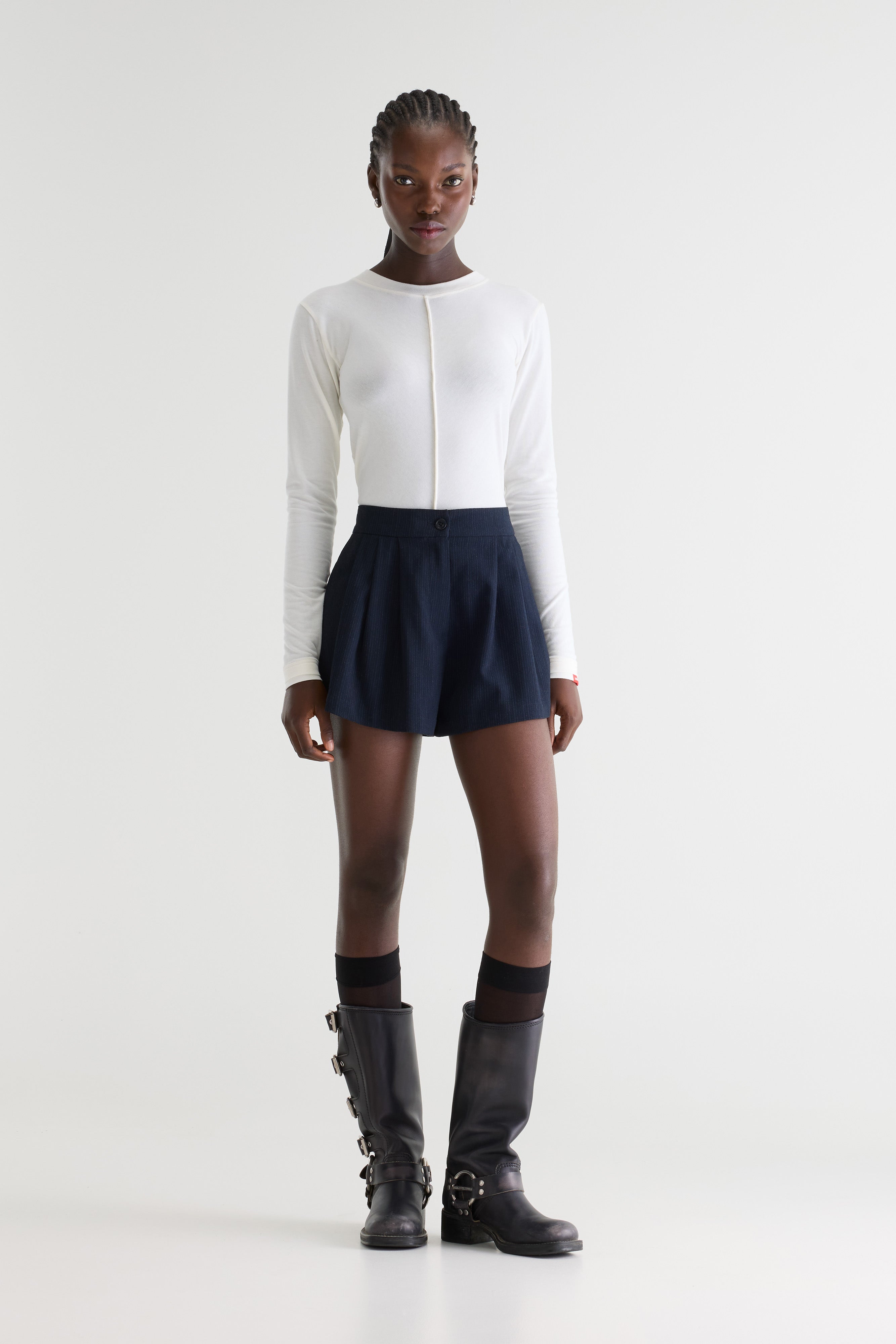 Valentin Mini Shorts - Ecru / Navy For Women | Bellerose