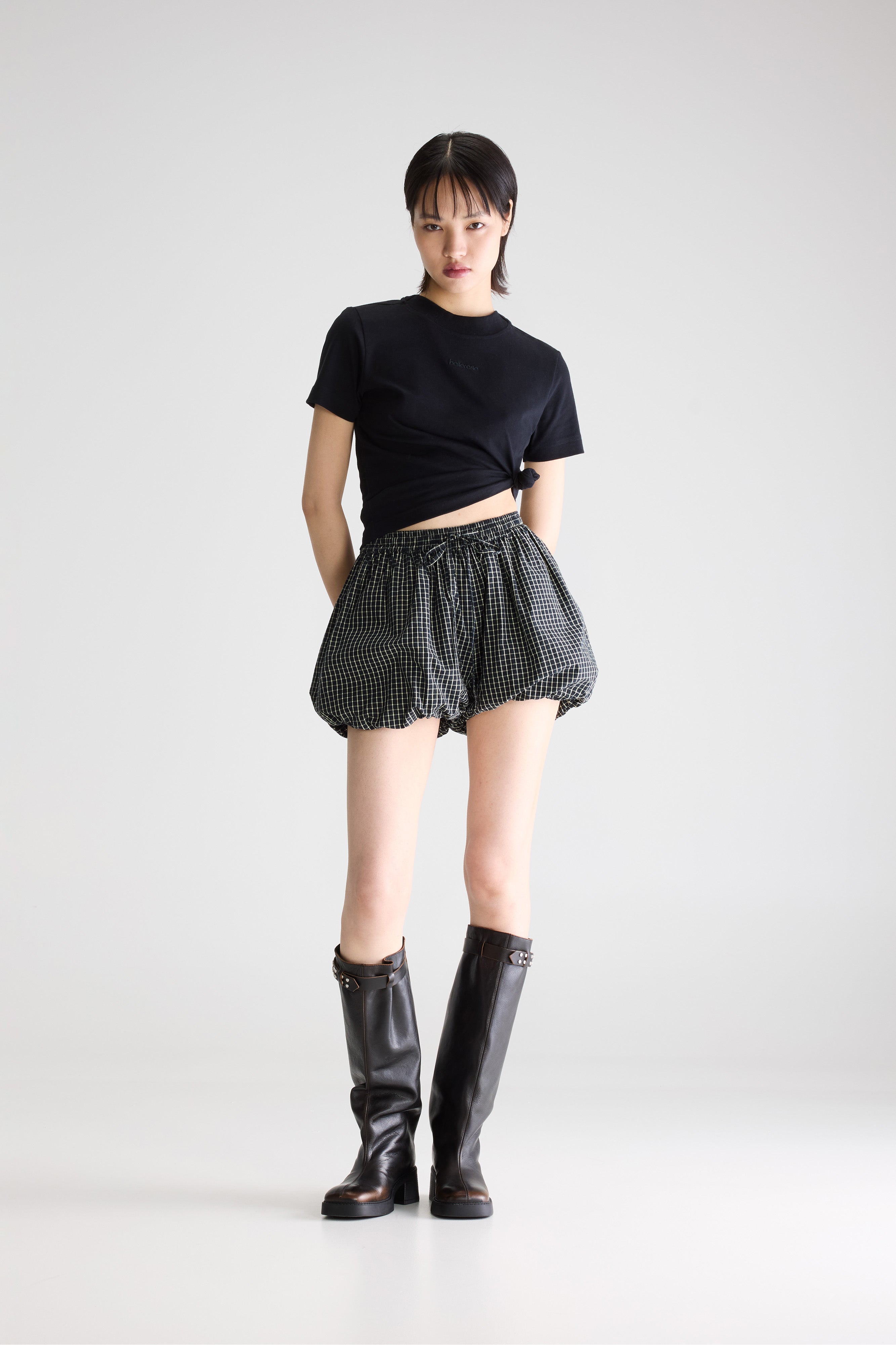 Johny Voluminous Shorts - Limelight / Navy For Women | Bellerose
