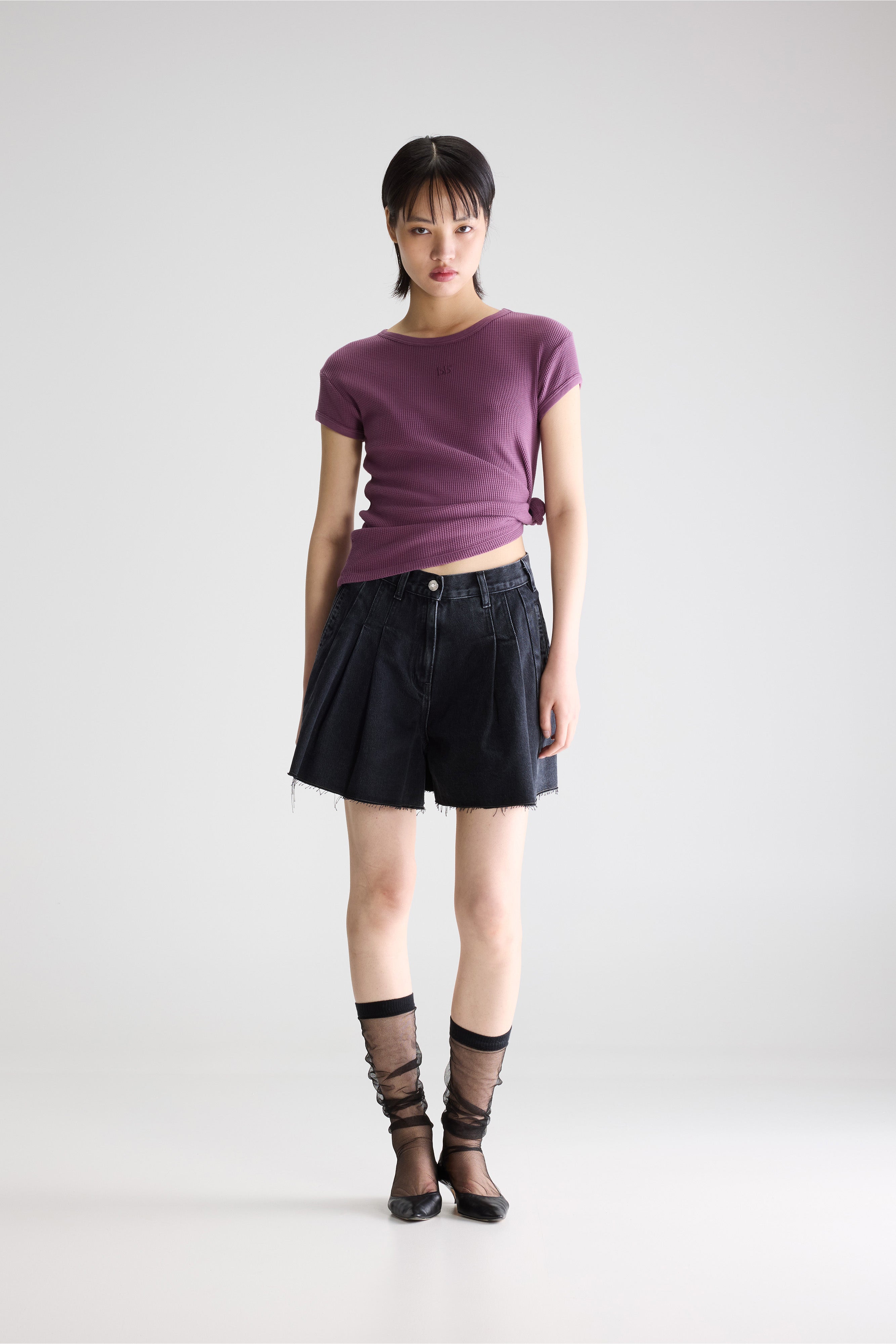 Presley Wide Denim Shorts - Used black For Women | Bellerose