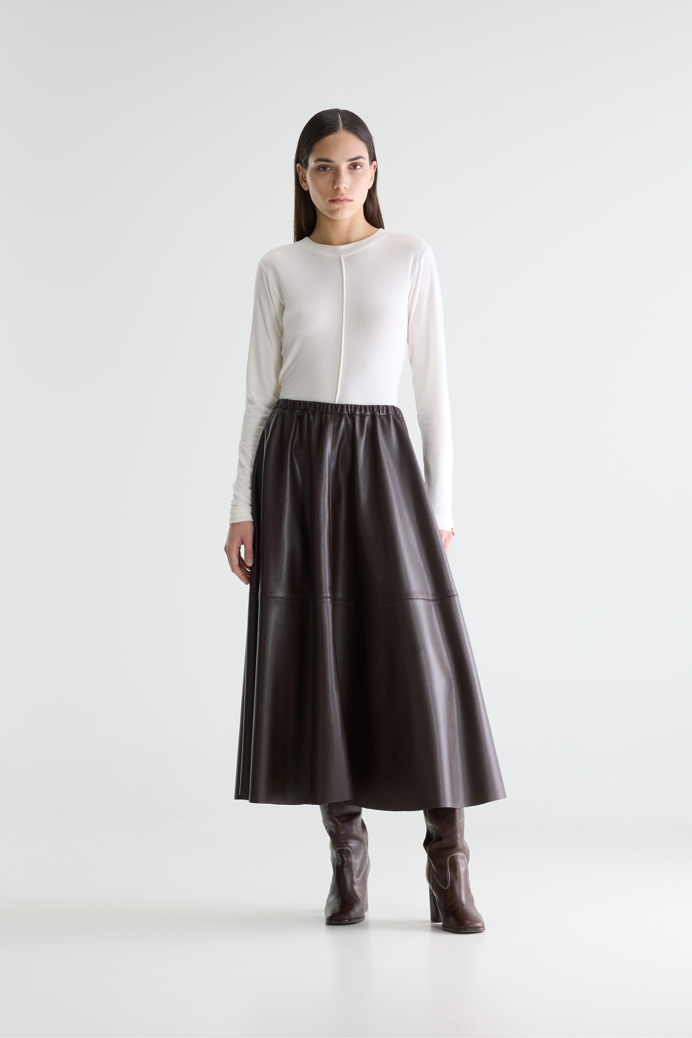 Hezra Faux-leather Long Skirt - Dark roast For Women | Bellerose