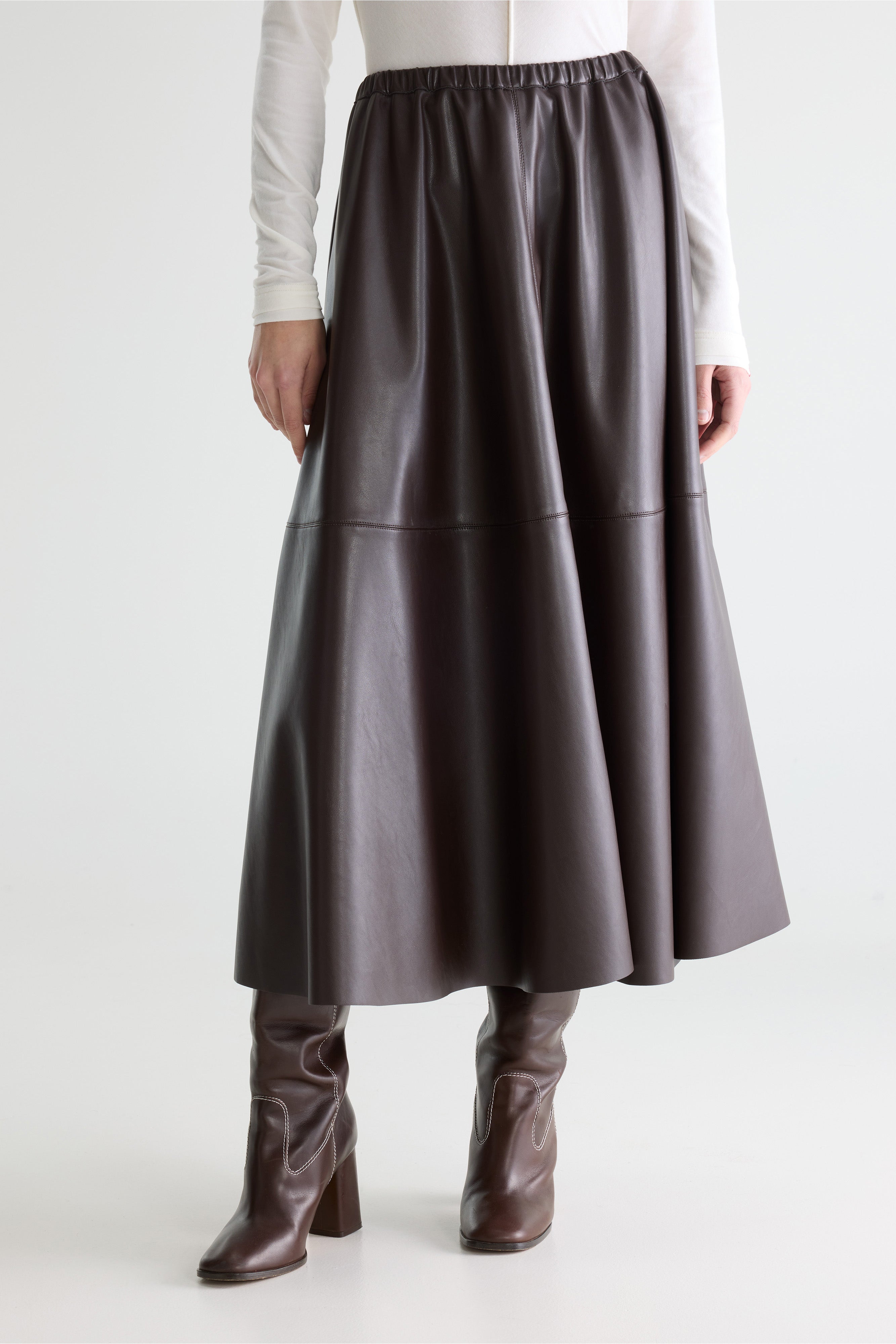 Hezra Faux-leather Long Skirt - Dark roast For Women | Bellerose