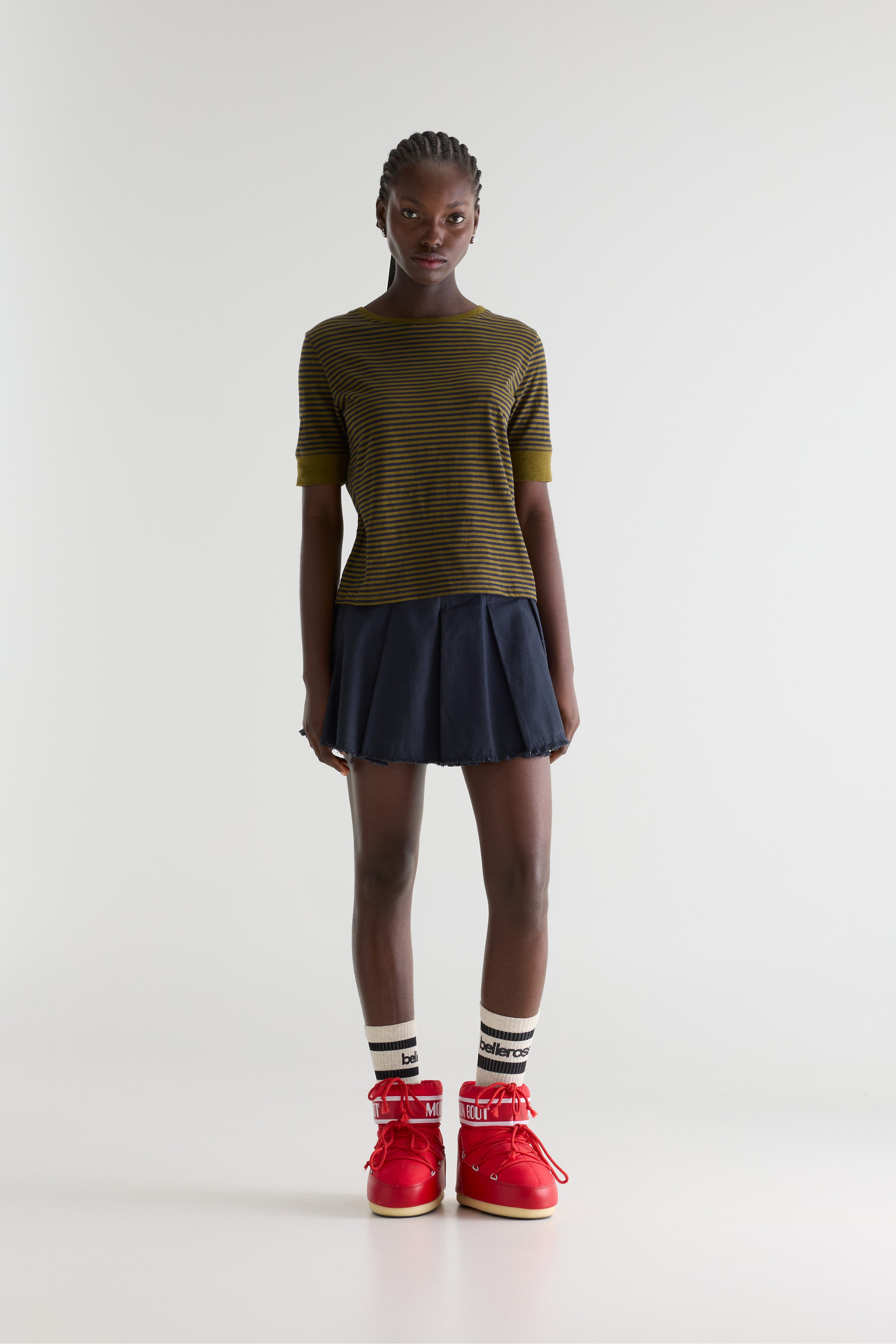 Cias Slim Striped T-shirt - Navy / Olive For Women | Bellerose