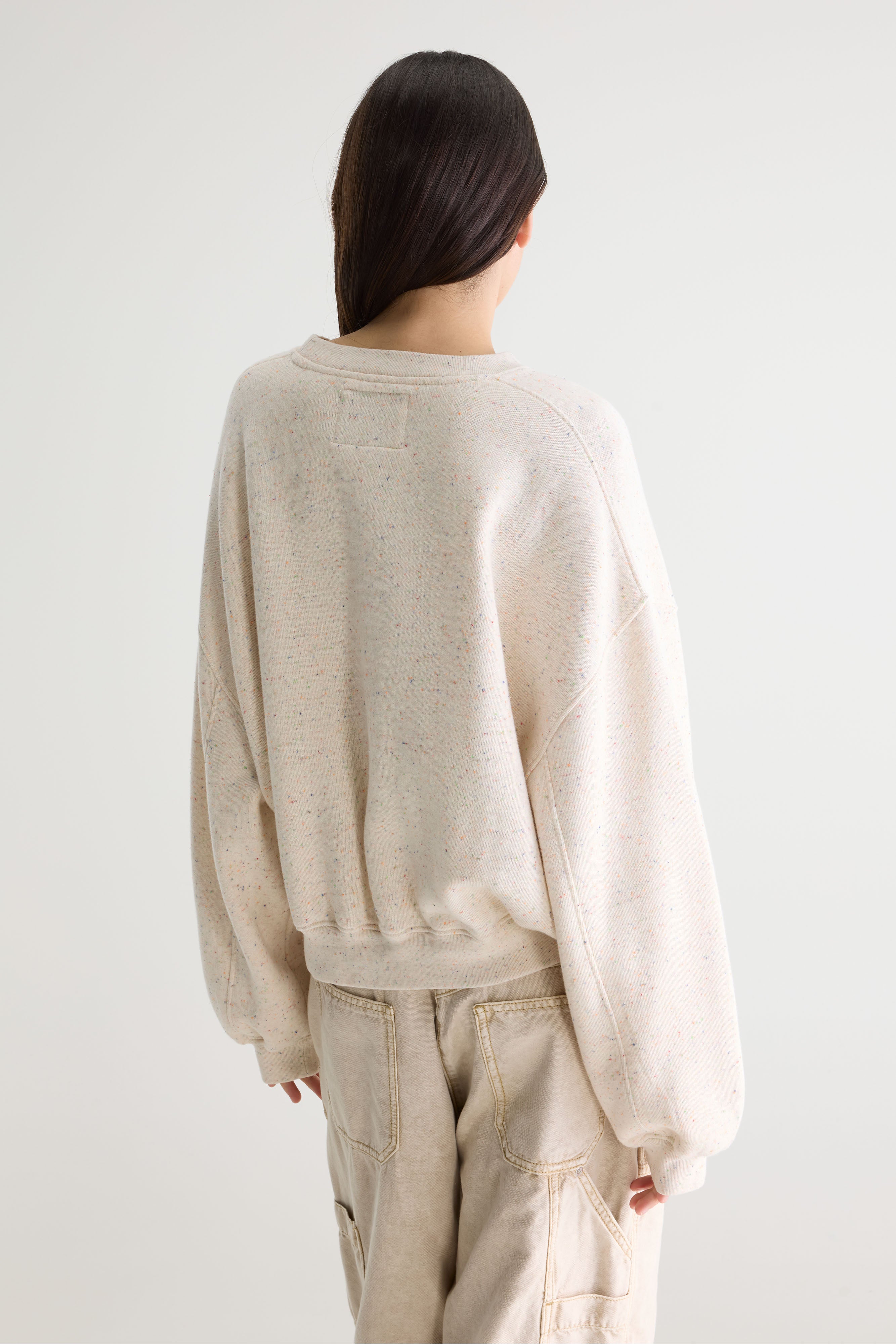 Fancy Cropped Crewneck Sweatshirt - Ecru / Orange / Royal blue For Women | Bellerose