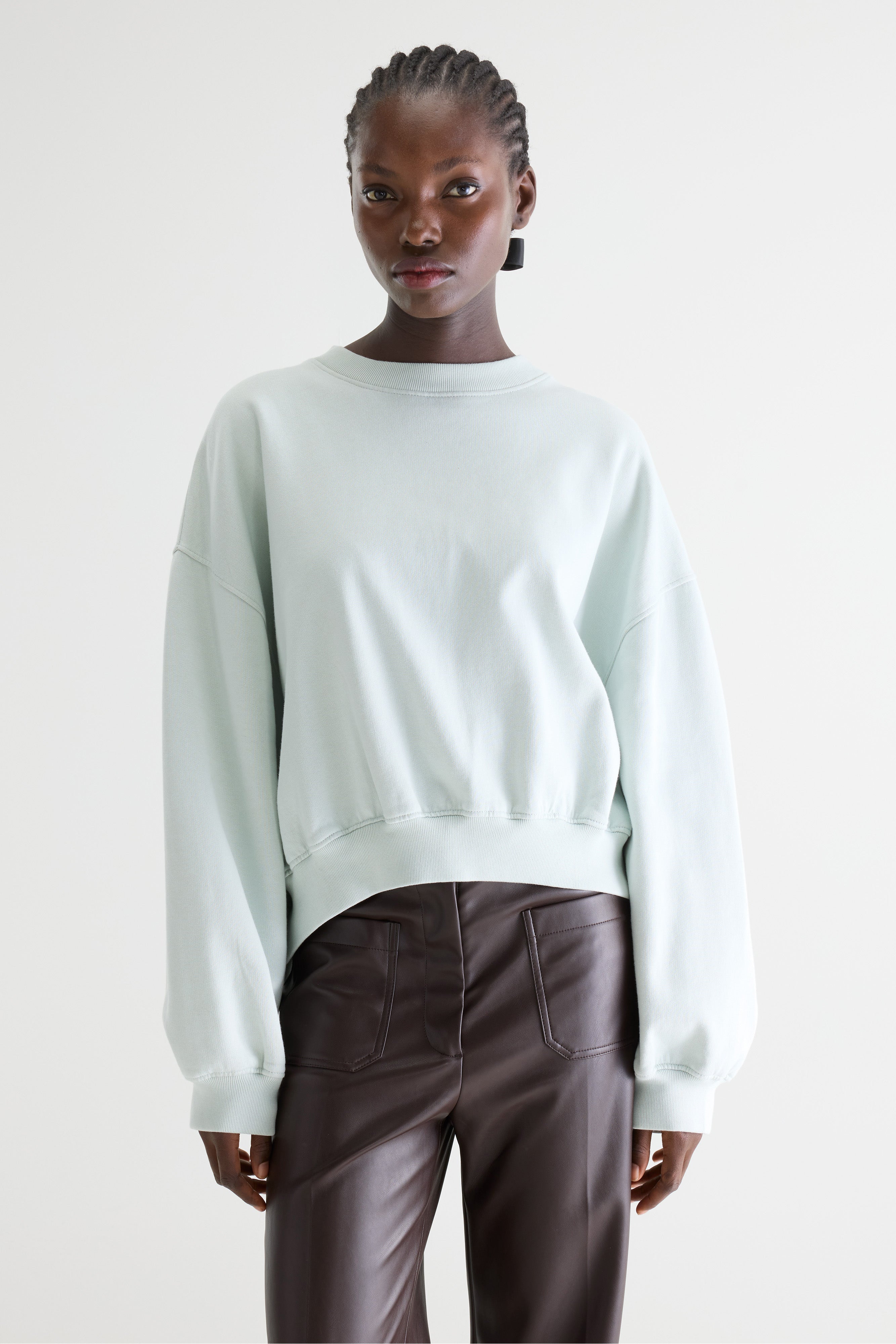 Fancy Cropped Crewneck Sweatshirt - Agua verde For Women | Bellerose