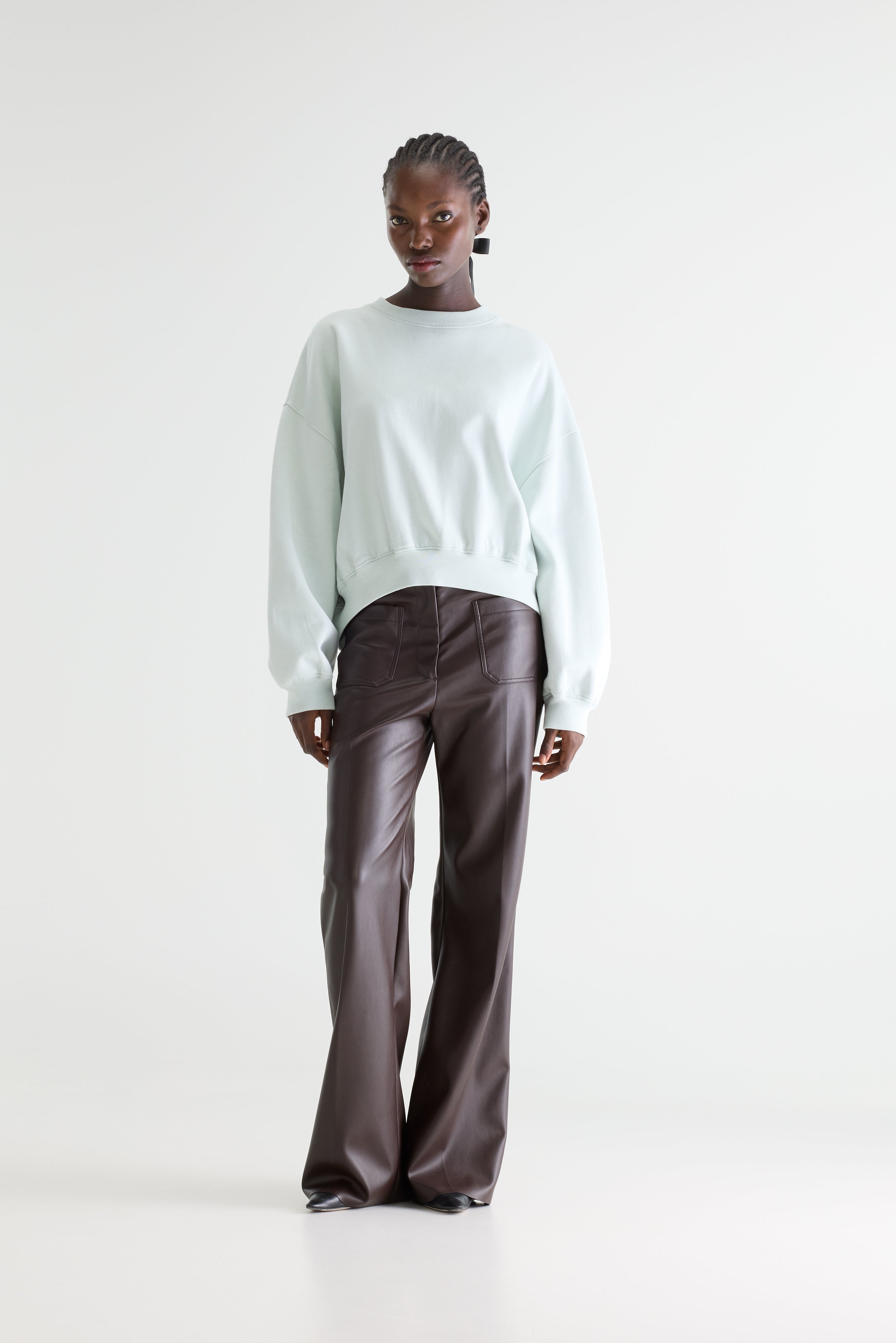 Fancy Cropped Crewneck Sweatshirt - Agua verde For Women | Bellerose