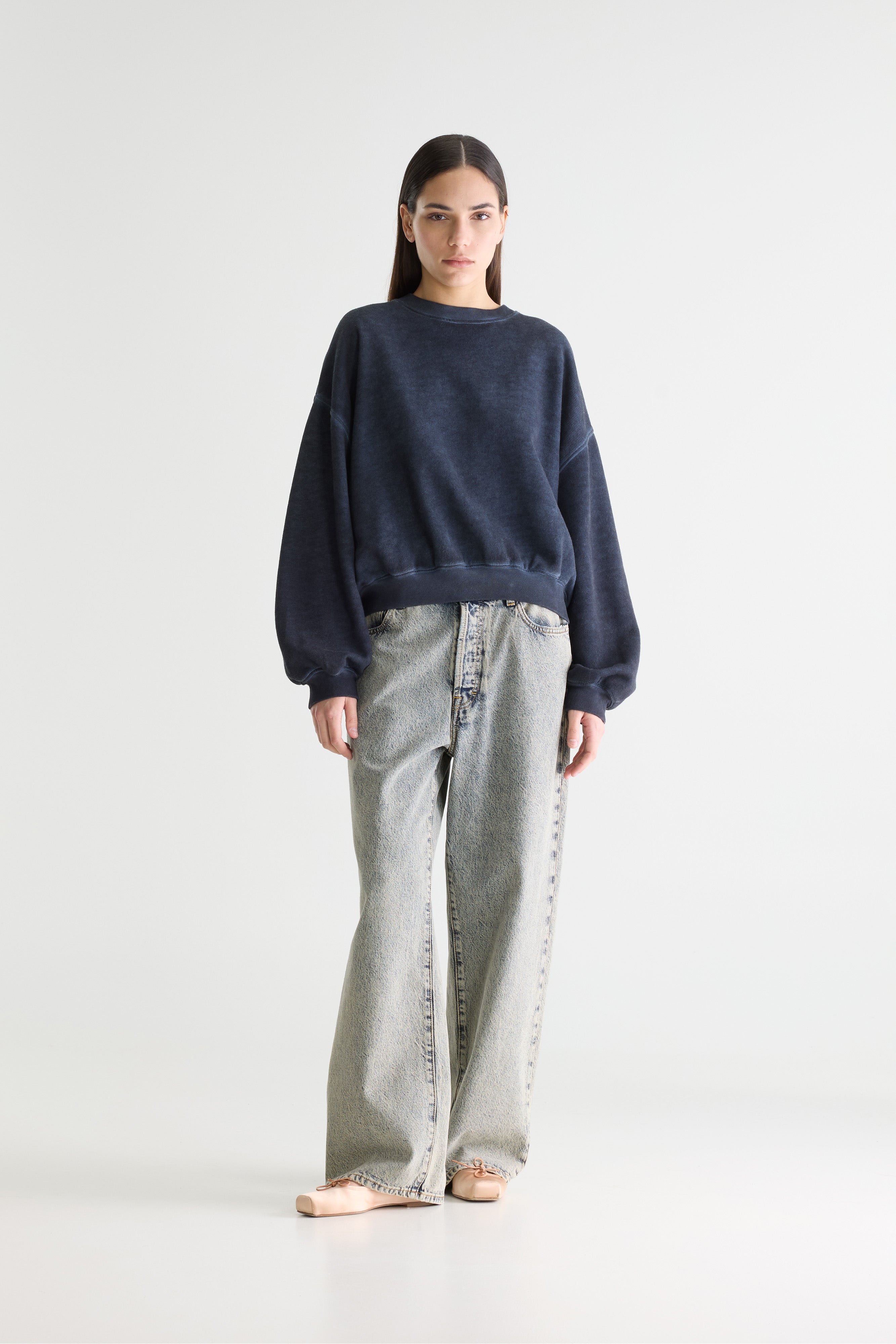 Fancy Cropped Crewneck Sweatshirt - Navy For Women | Bellerose