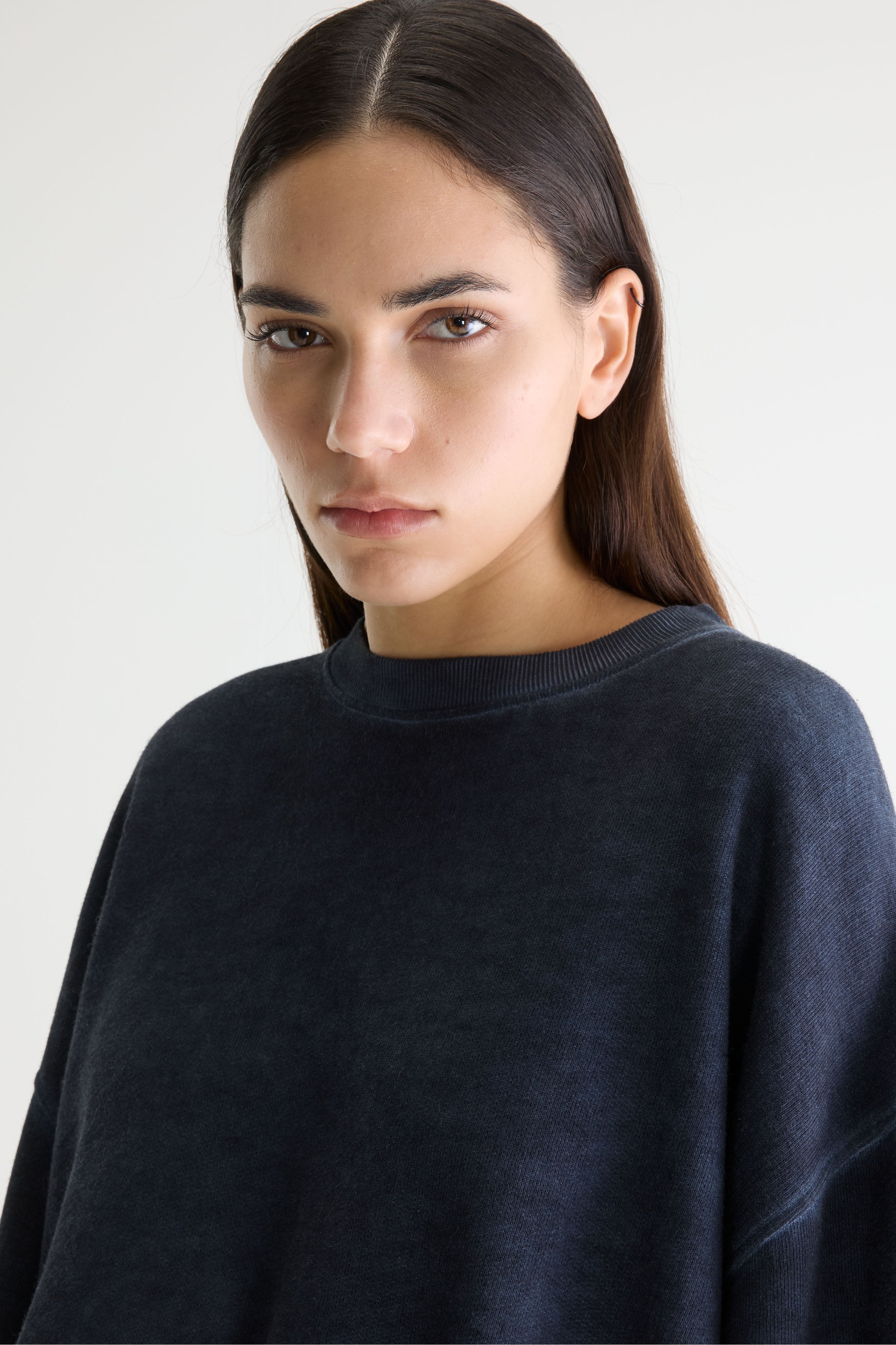 Fancy Cropped Crewneck Sweatshirt - Navy For Women | Bellerose