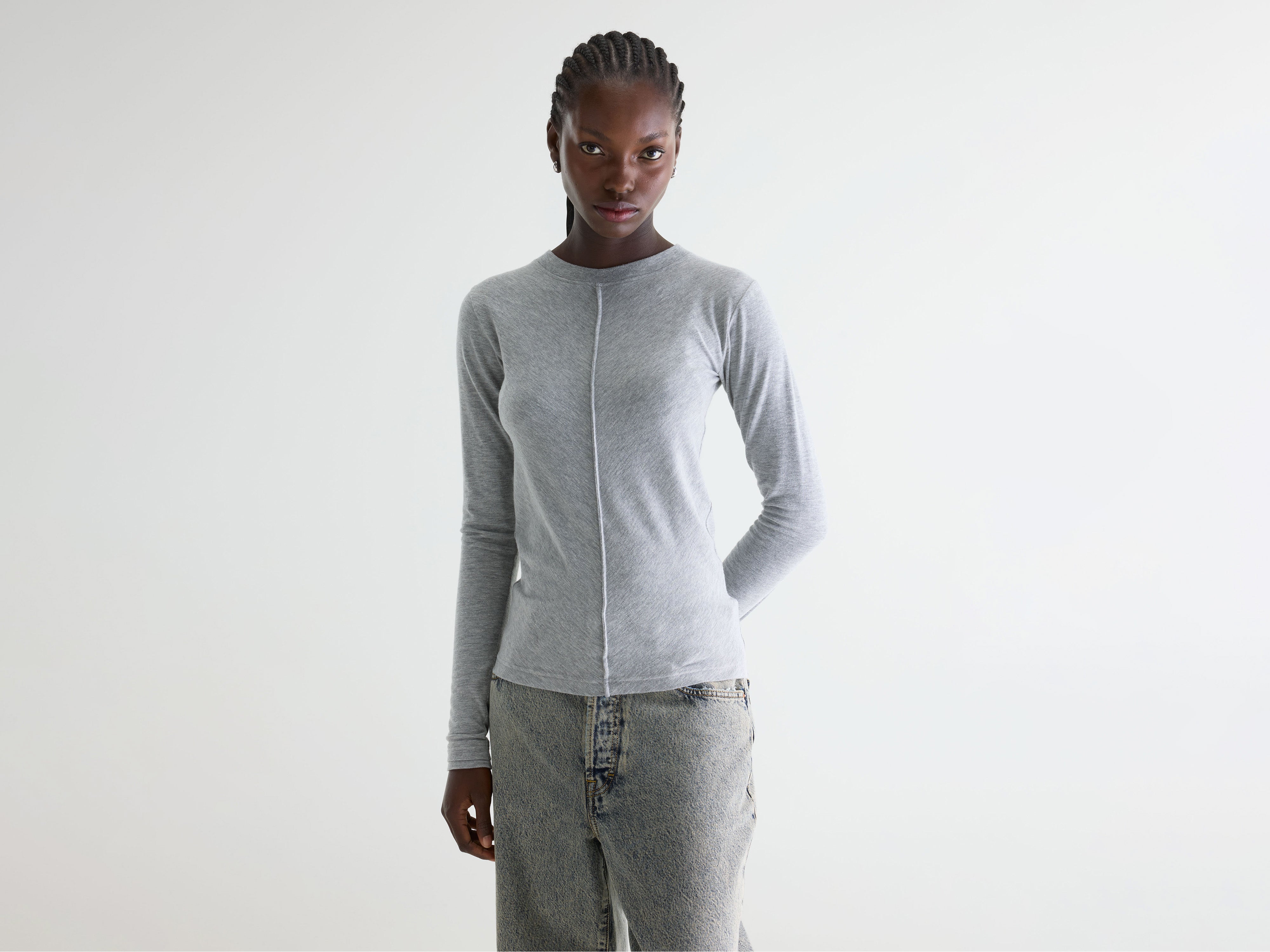 Mendy t-shirt met lange mouwen (261 / W / H. GREY)