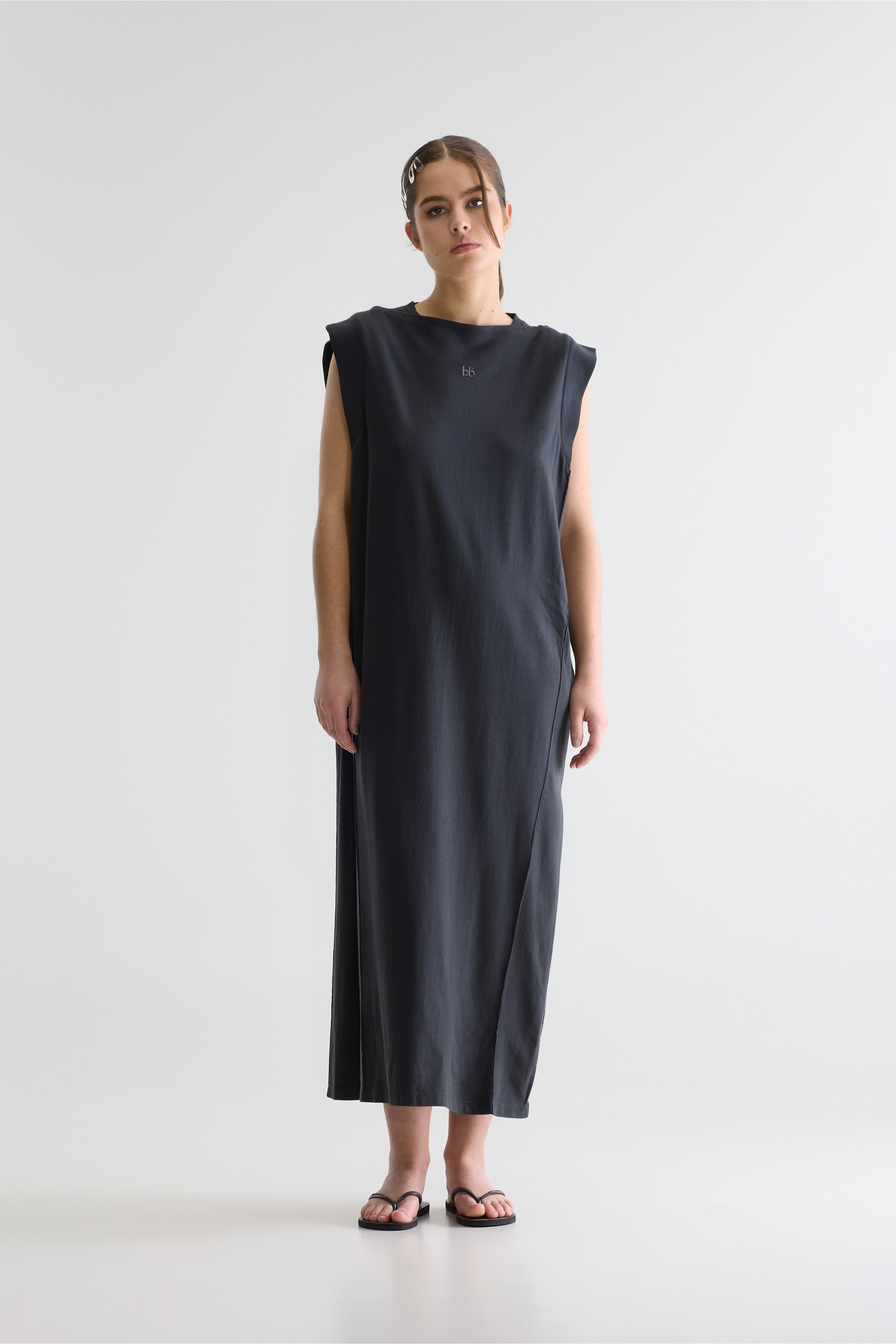 Robe Longue En Jersey Cling - Black sand Pour Femme | Bellerose