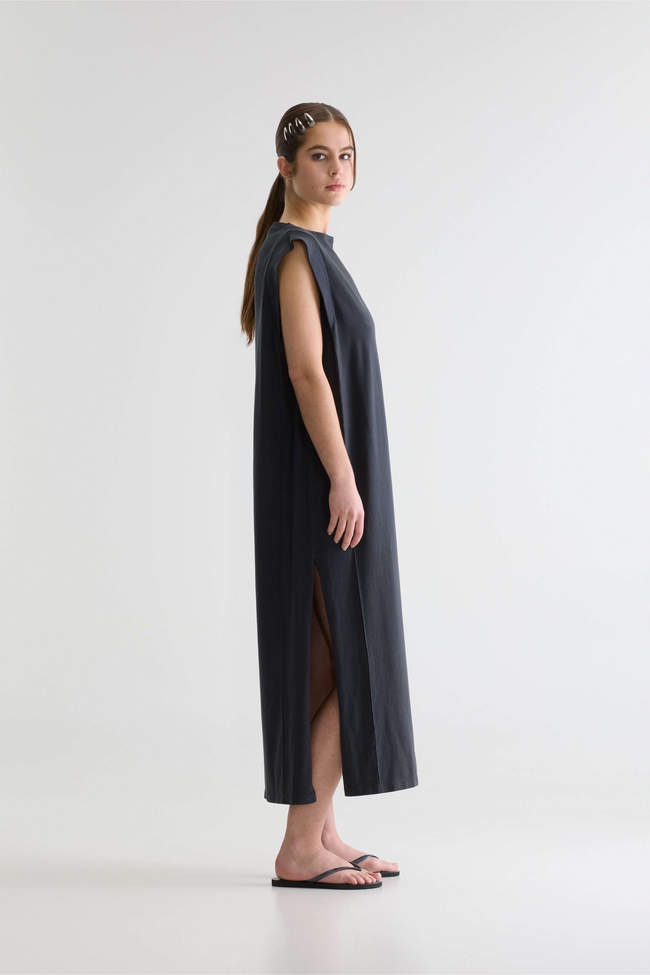 Robe longue en jersey Cling (261 / W / BLACK SAND)