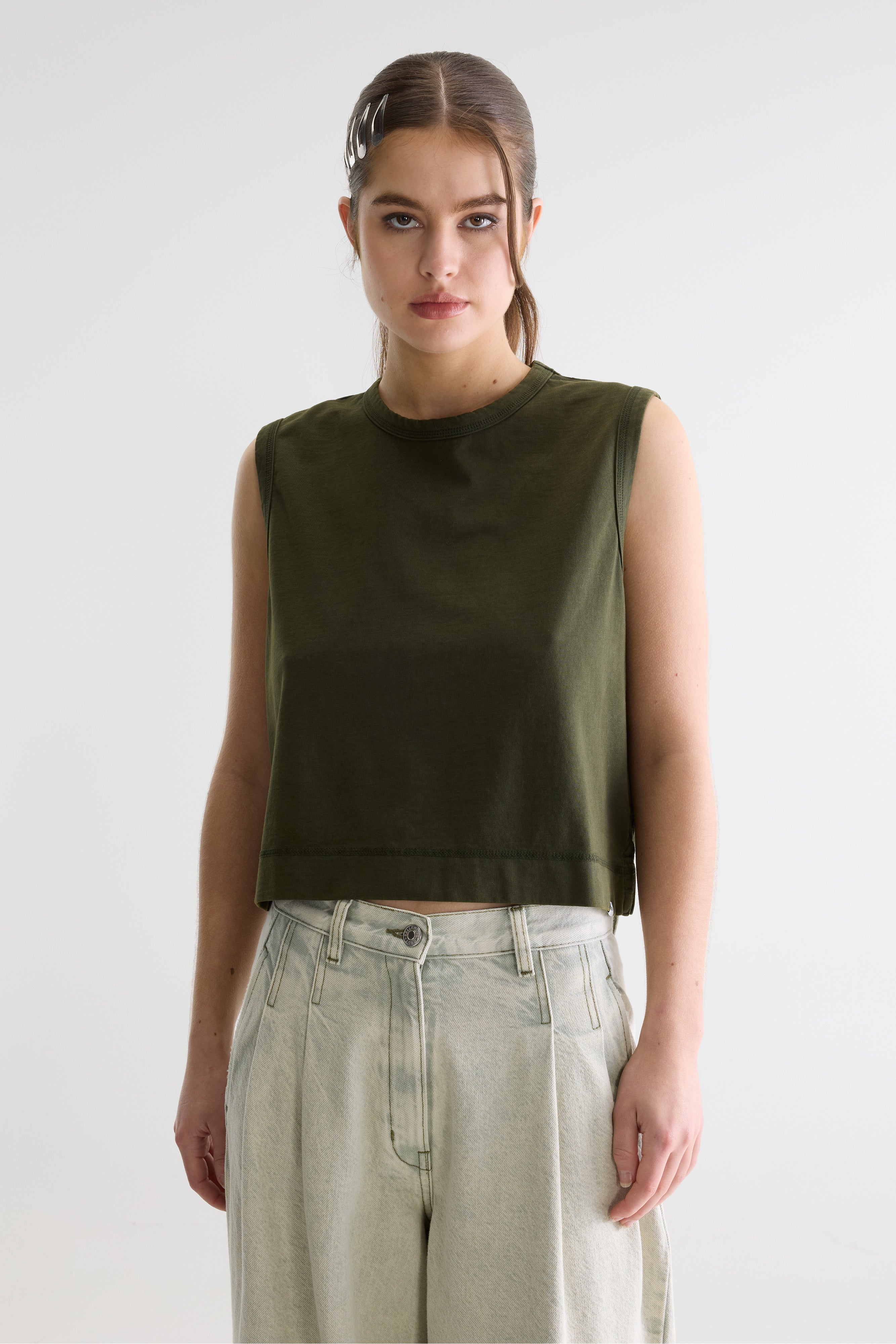 Cuare Regular Tank Top - Moss For Women | Bellerose