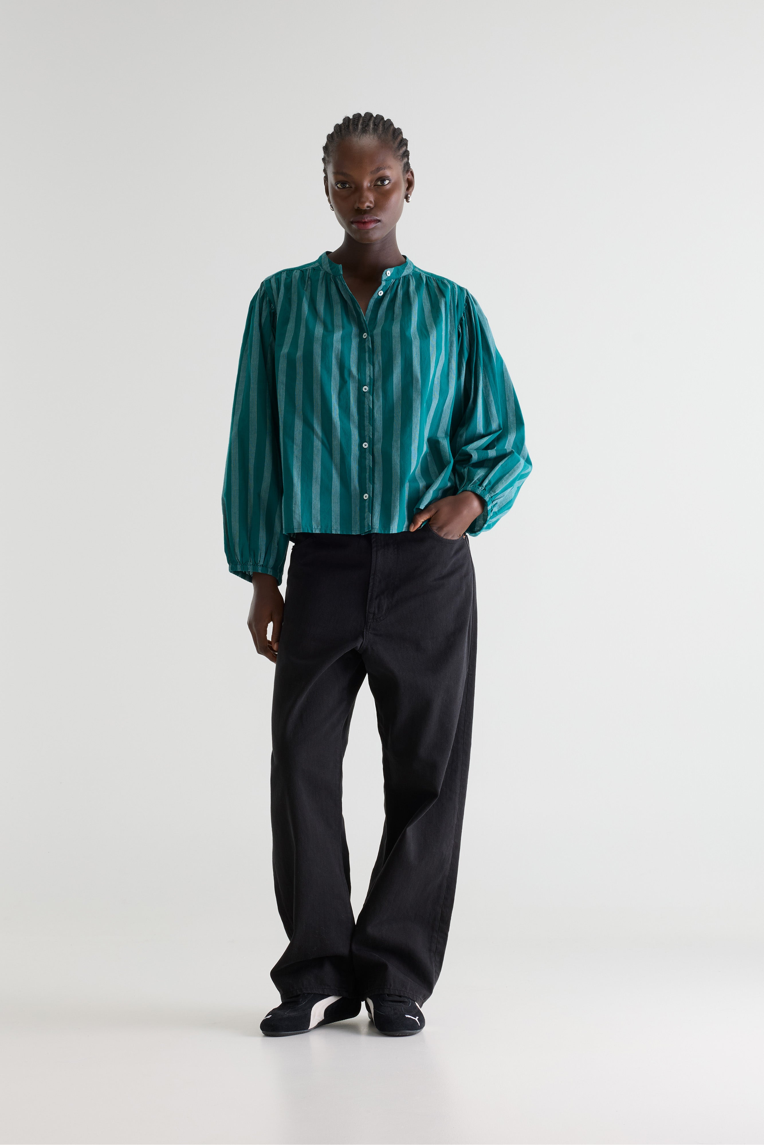Cherry Striped Blouse - Mystic / Off white For Women | Bellerose