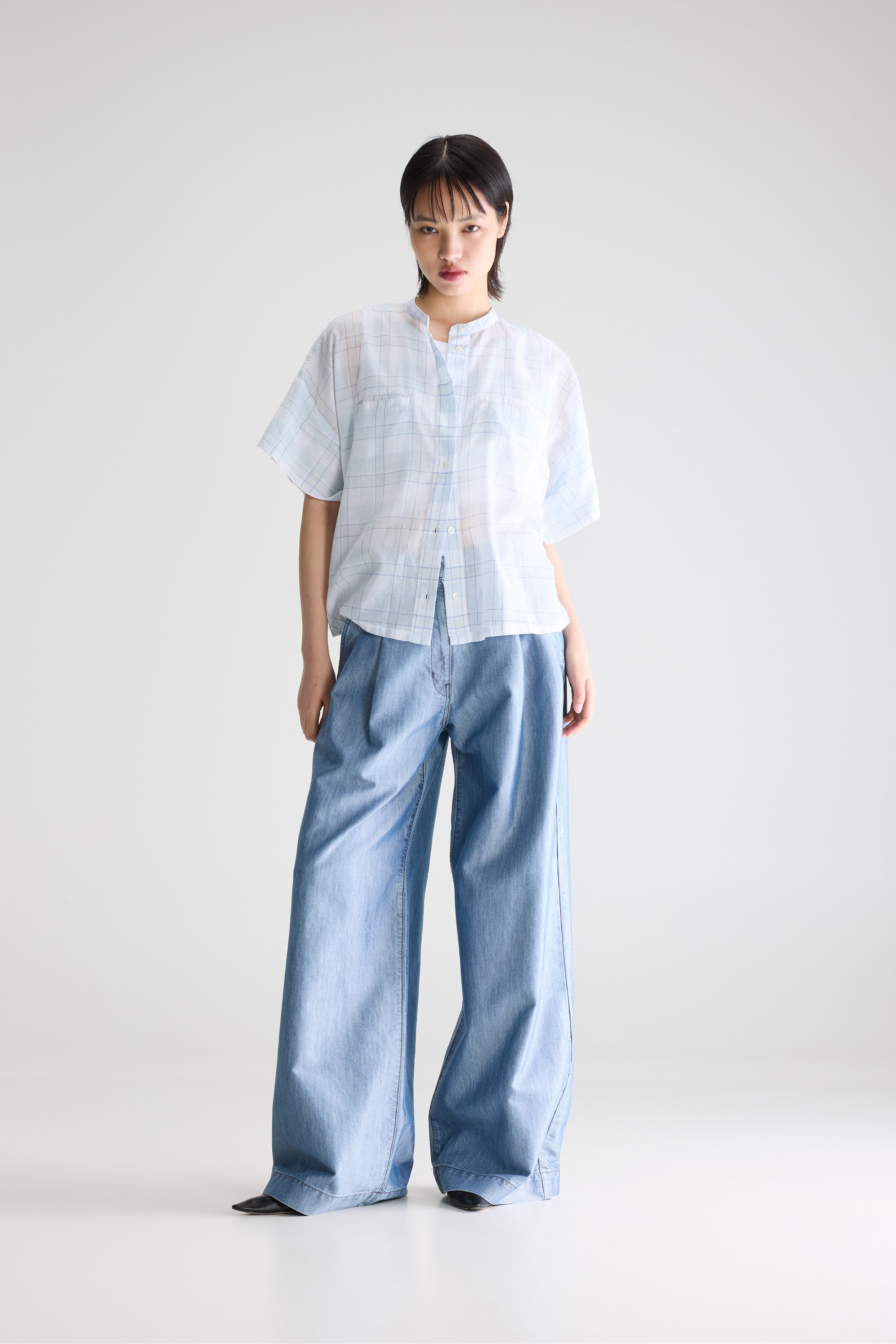 Cloe Sleeveless Shirt - Agua verde / White For Women | Bellerose