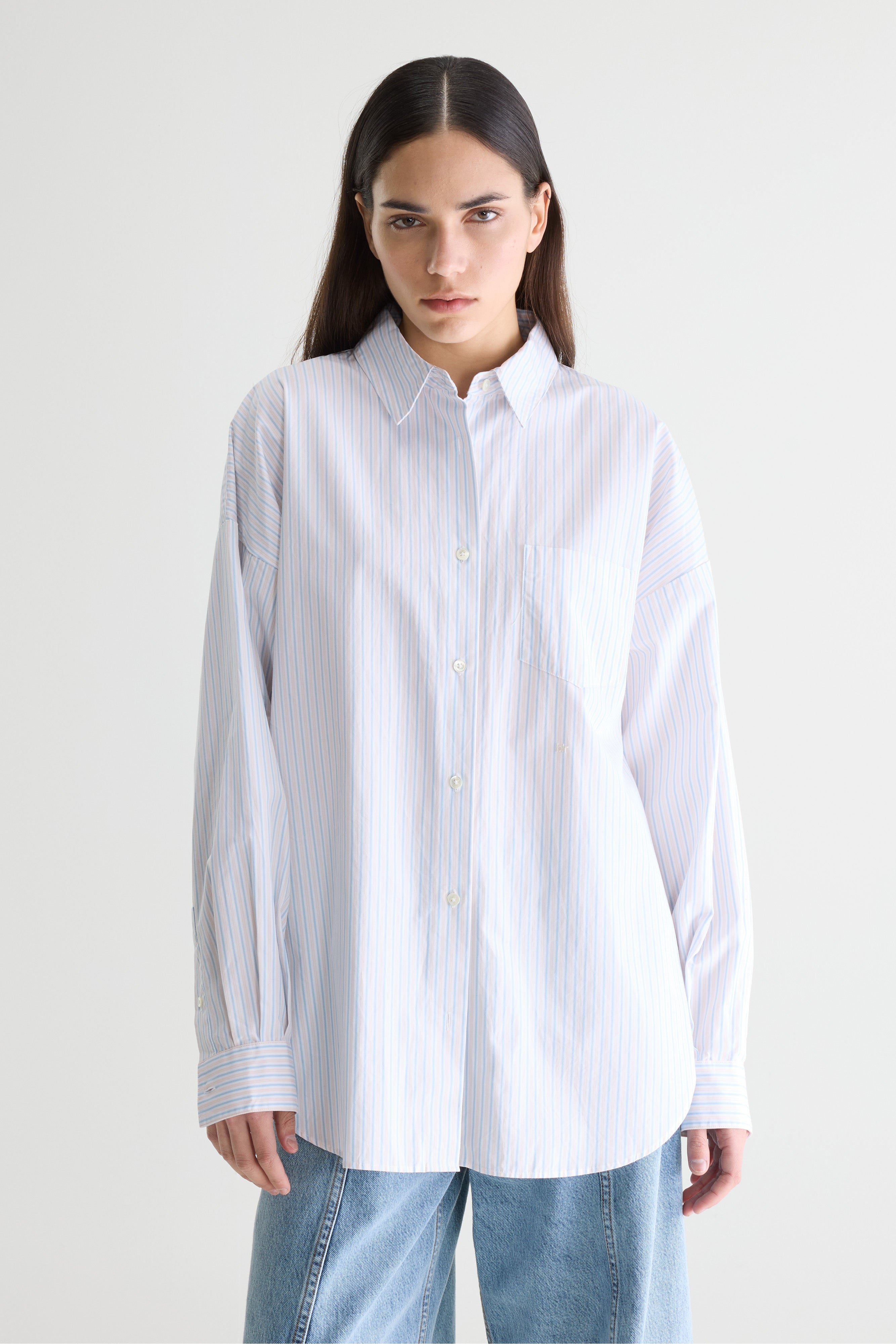 Giorgia Striped Poplin Shirt - Ballerine / Ice cube / White For Women | Bellerose