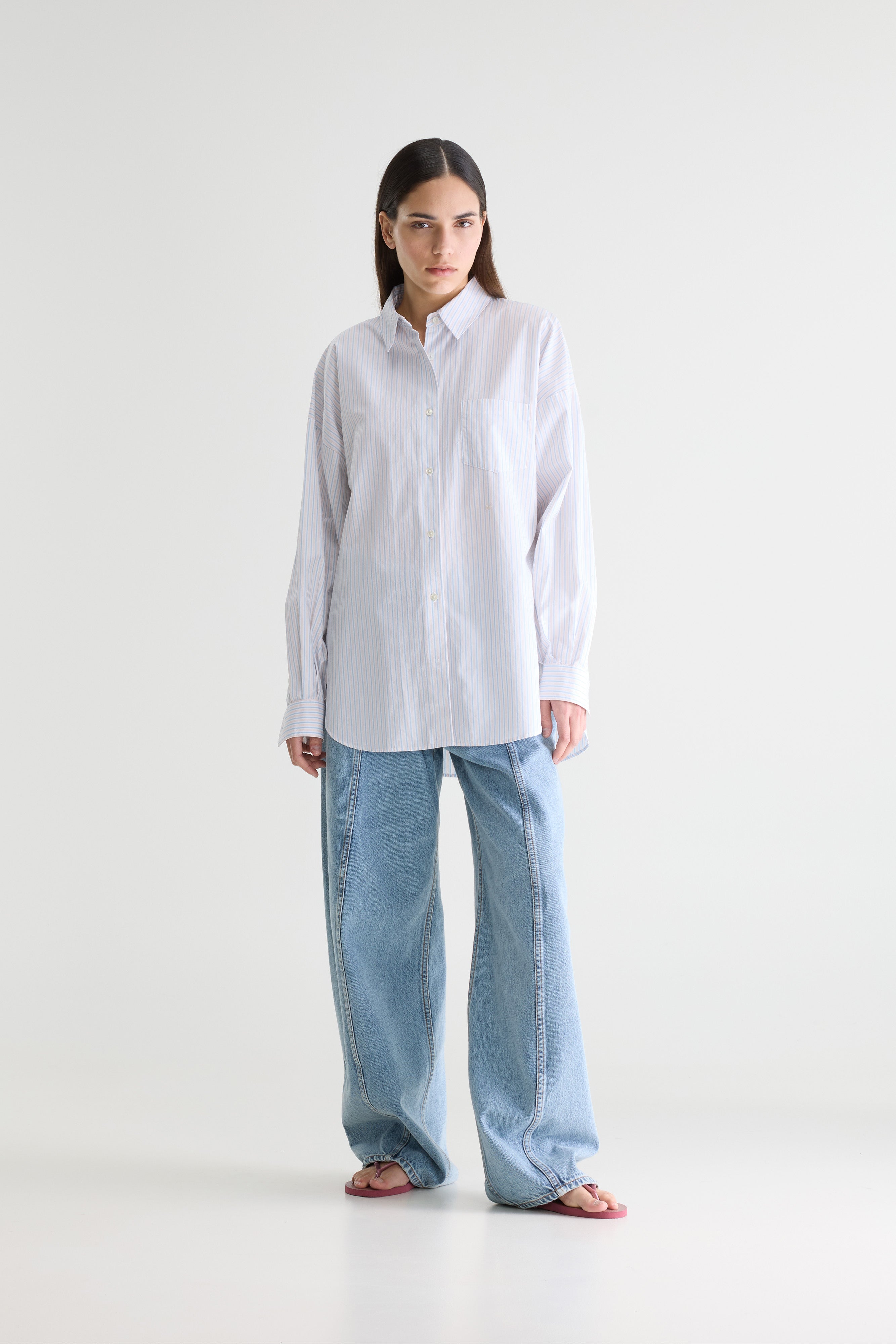 Giorgia Striped Poplin Shirt - Ballerine / Ice cube / White For Women | Bellerose