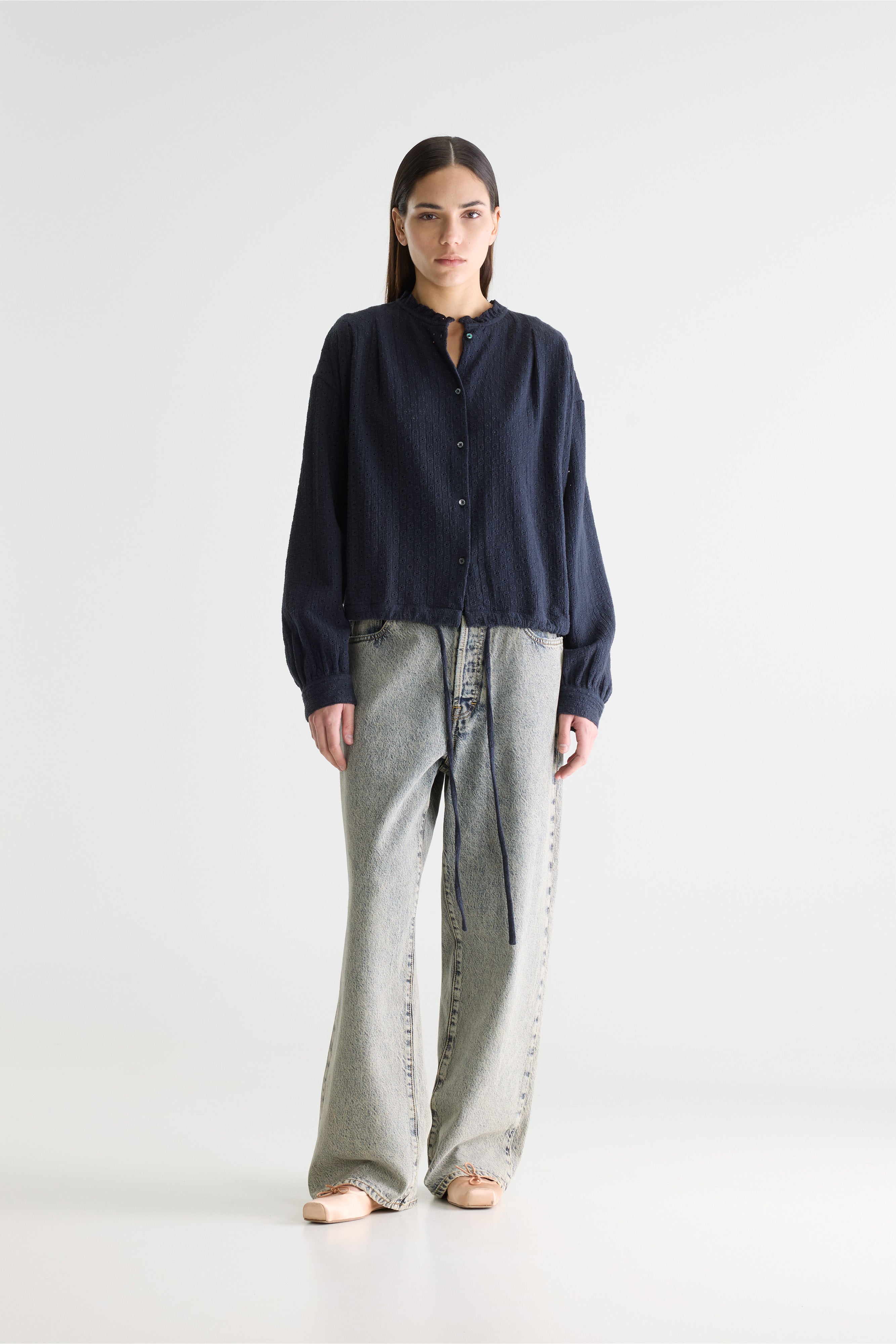 Chelsy Embroidered Blouse - Navy For Women | Bellerose