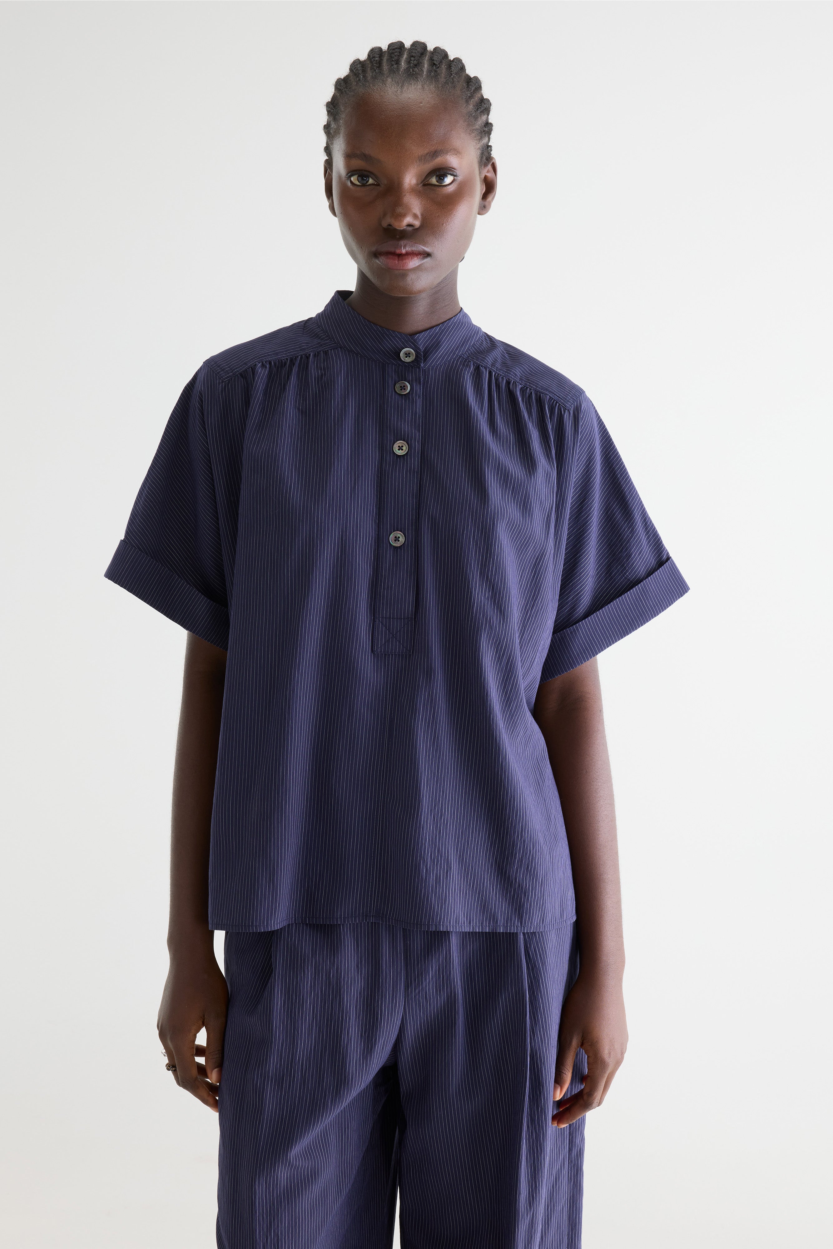 Pear Striped Blouse - Dark navy / White For Women | Bellerose