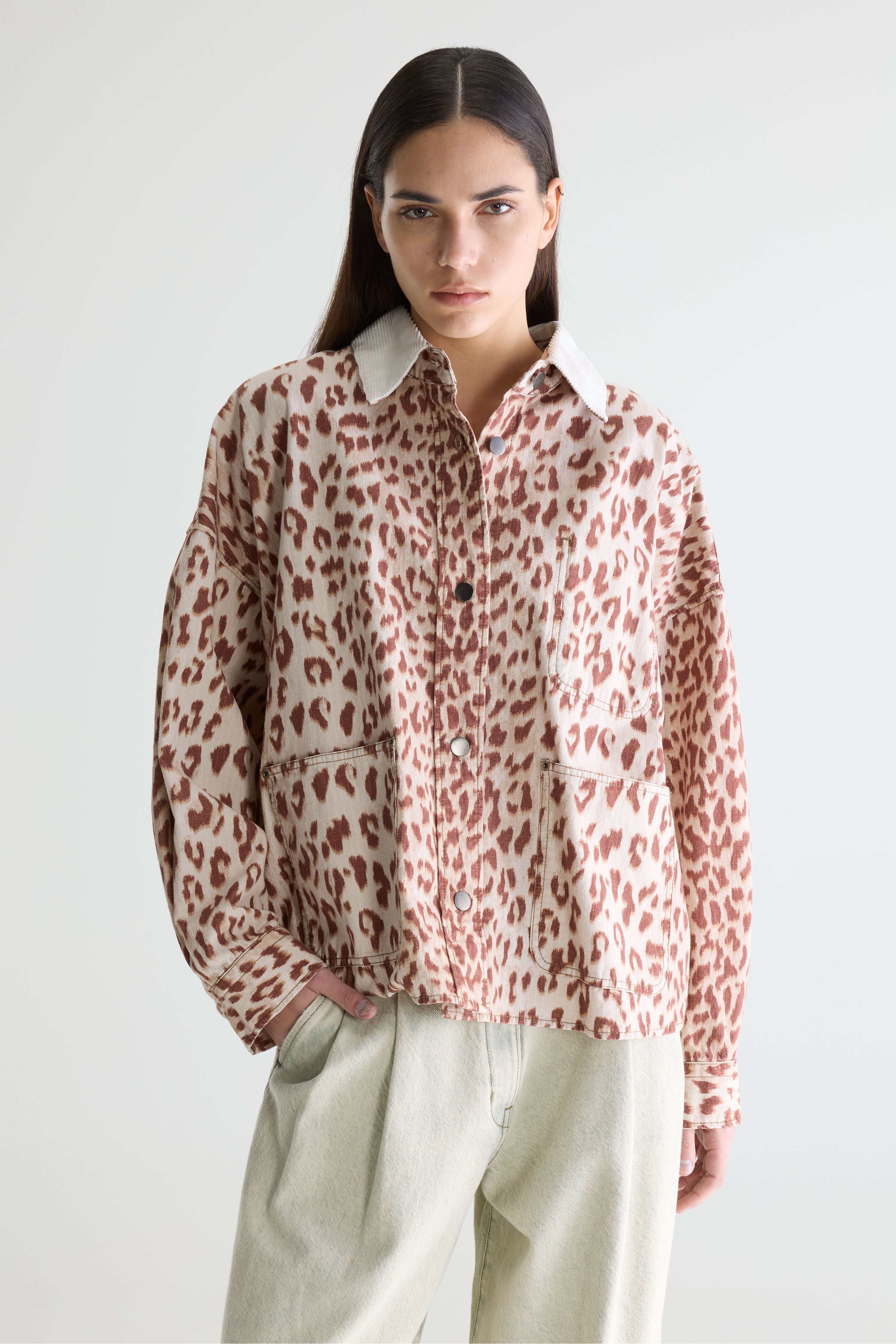 Wandy Leopard-print Overshirt - Cord / Cream / Latte For Women | Bellerose