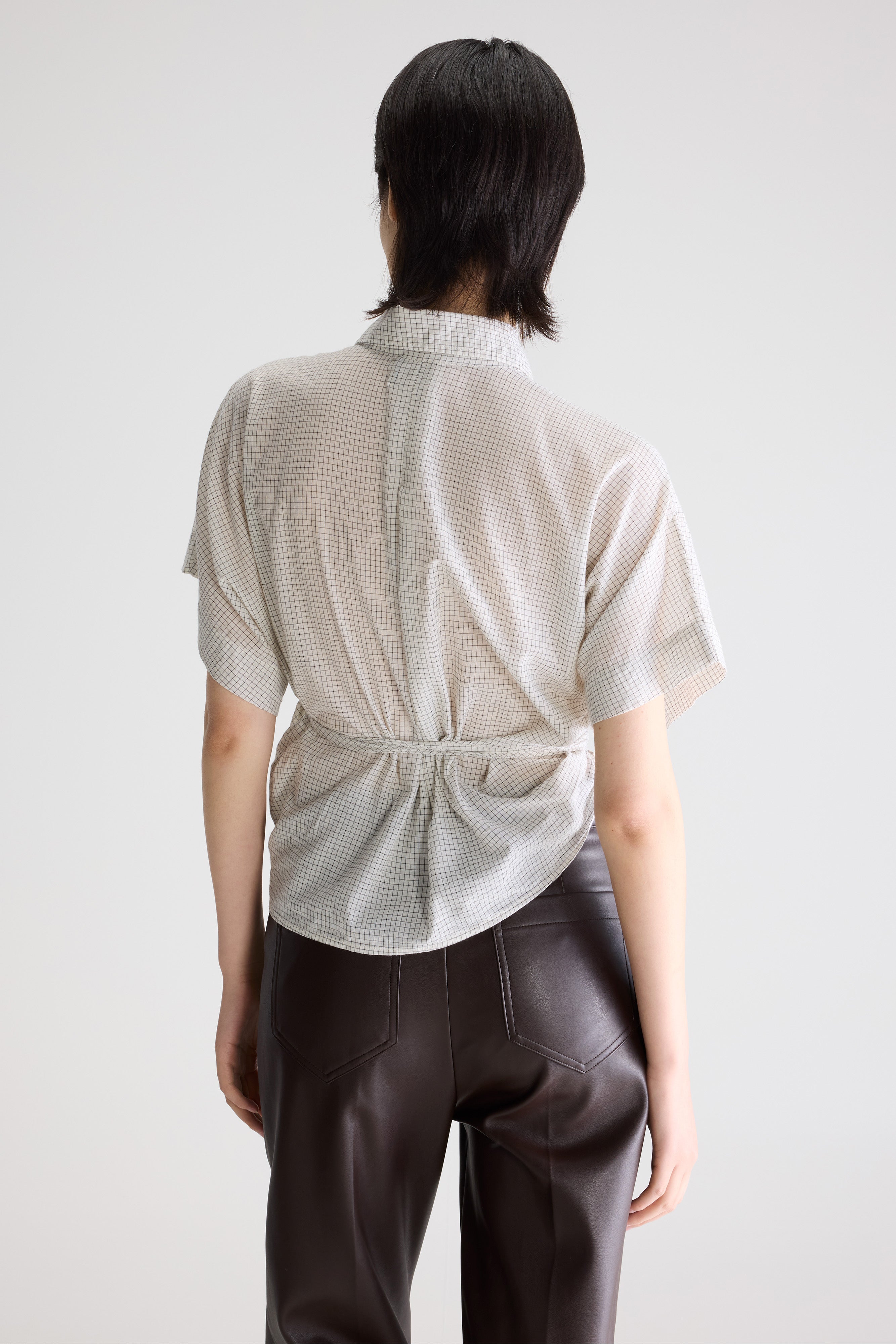 Coral tie-up blouse (261 / W / CHECK E)