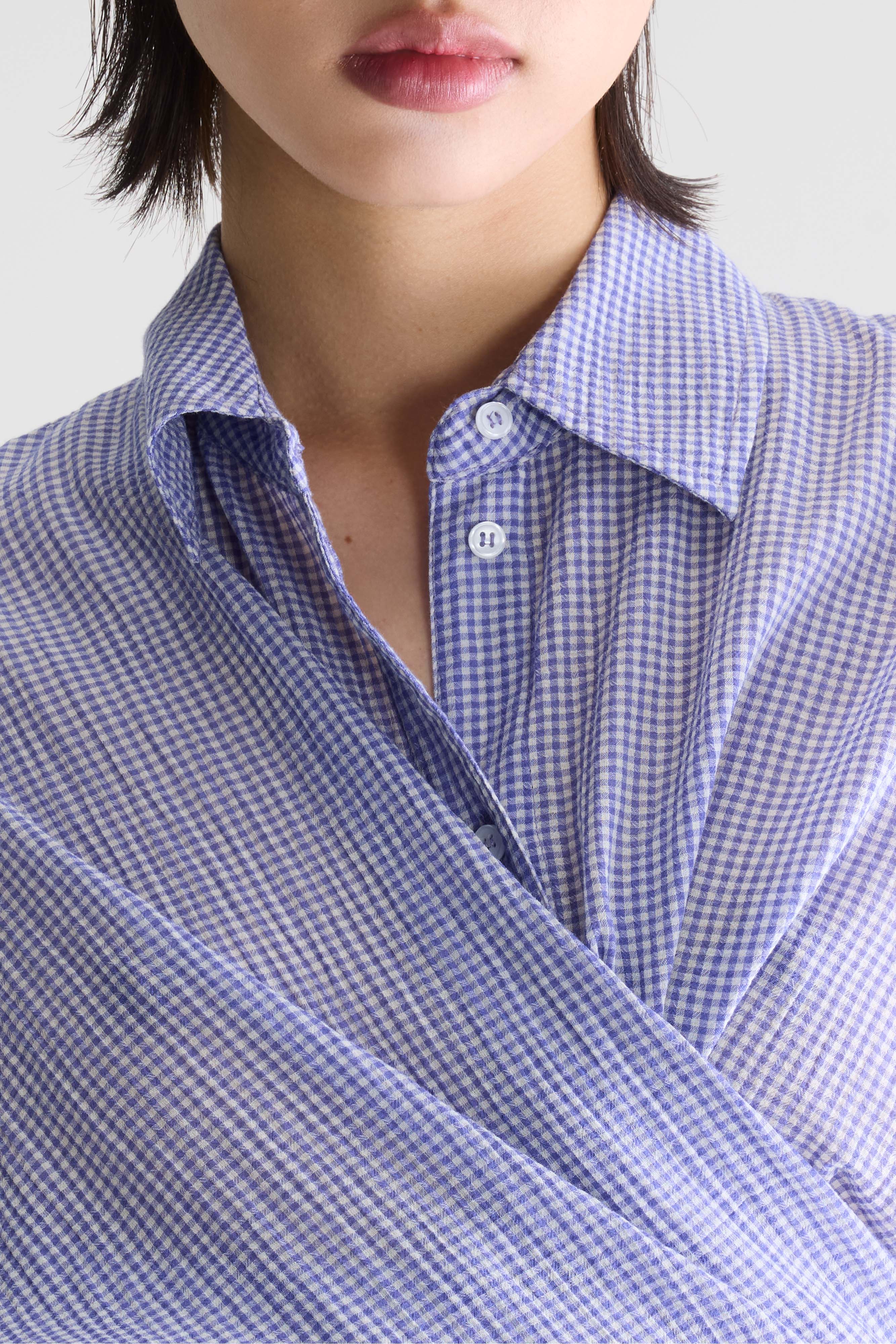 Coral tie-up blouse (261 / W / CHECK A)